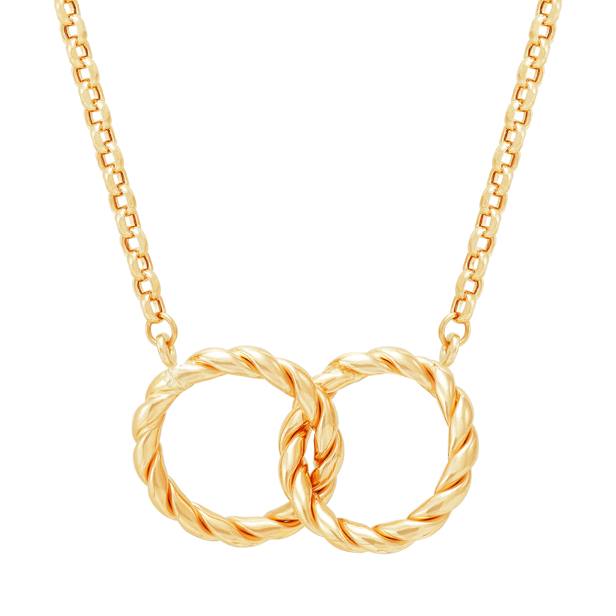 Interlocking Twist Tube Circles Necklace in Yellow Gold