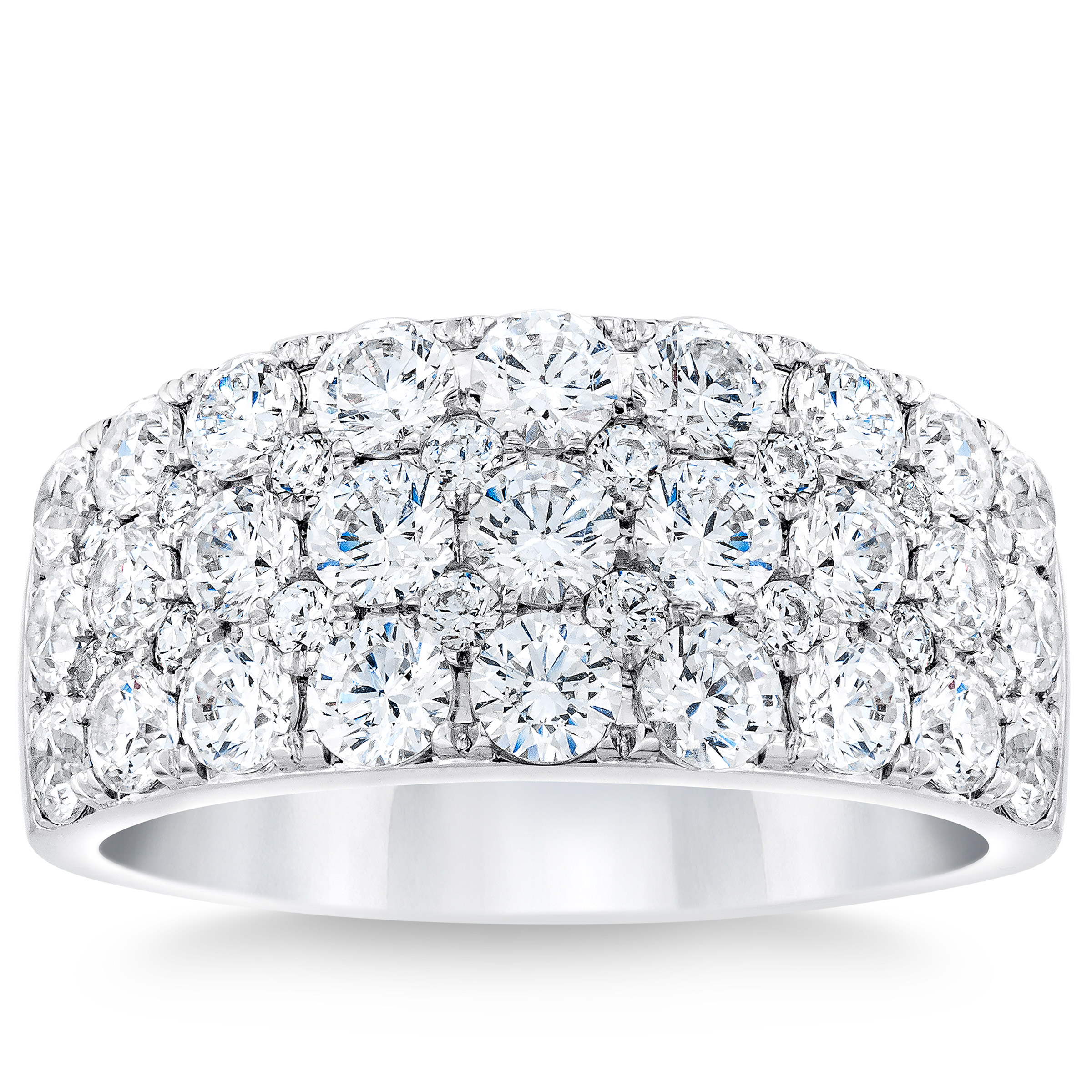 Round Brilliant Three Row Diamond Band (3.00 ctw)