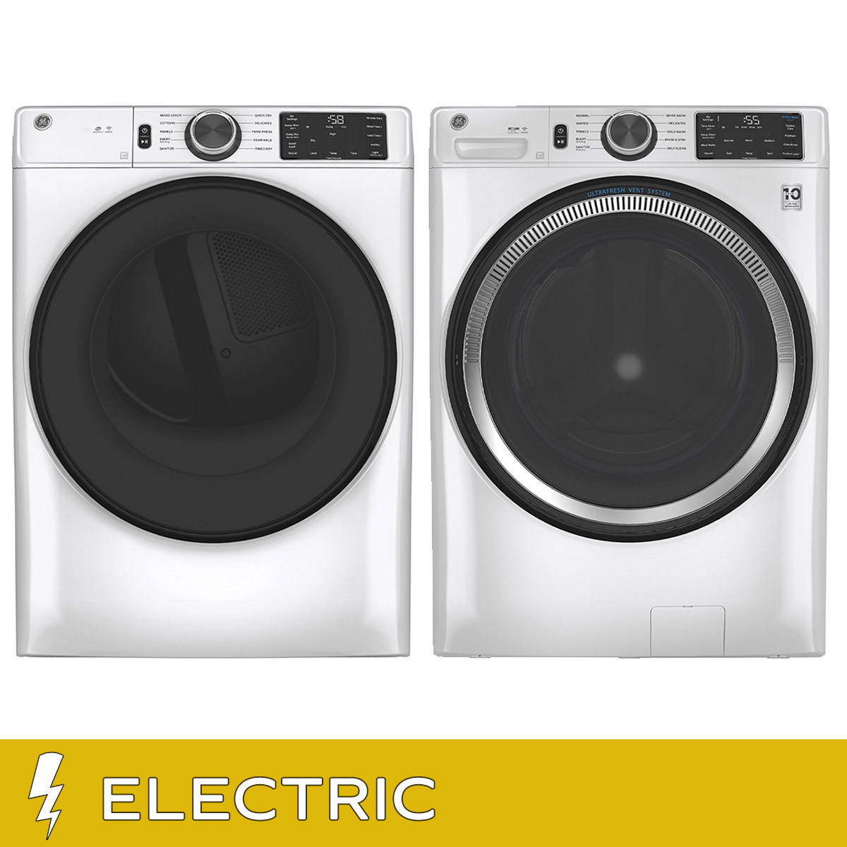 GE Laundry Bundle 5.5 cu ft. Front Load Washer and 7.8 cu ft. Electric Dryer