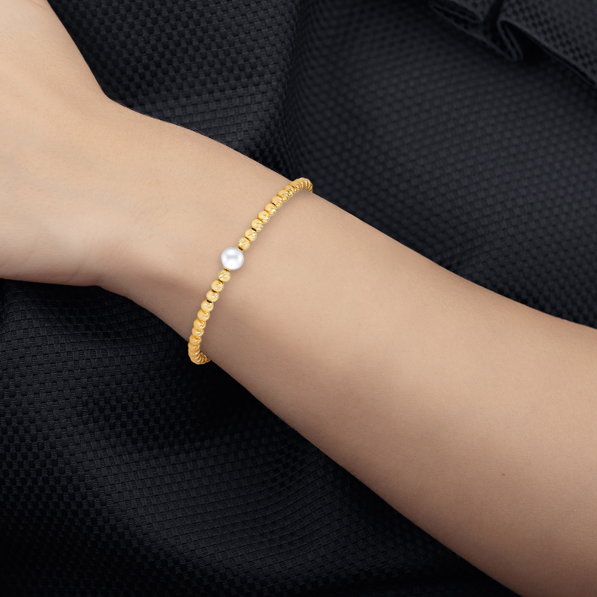 Freshwater Cultured 7.5-8mm Pearl Bracelet With 14kt Yellow Gold