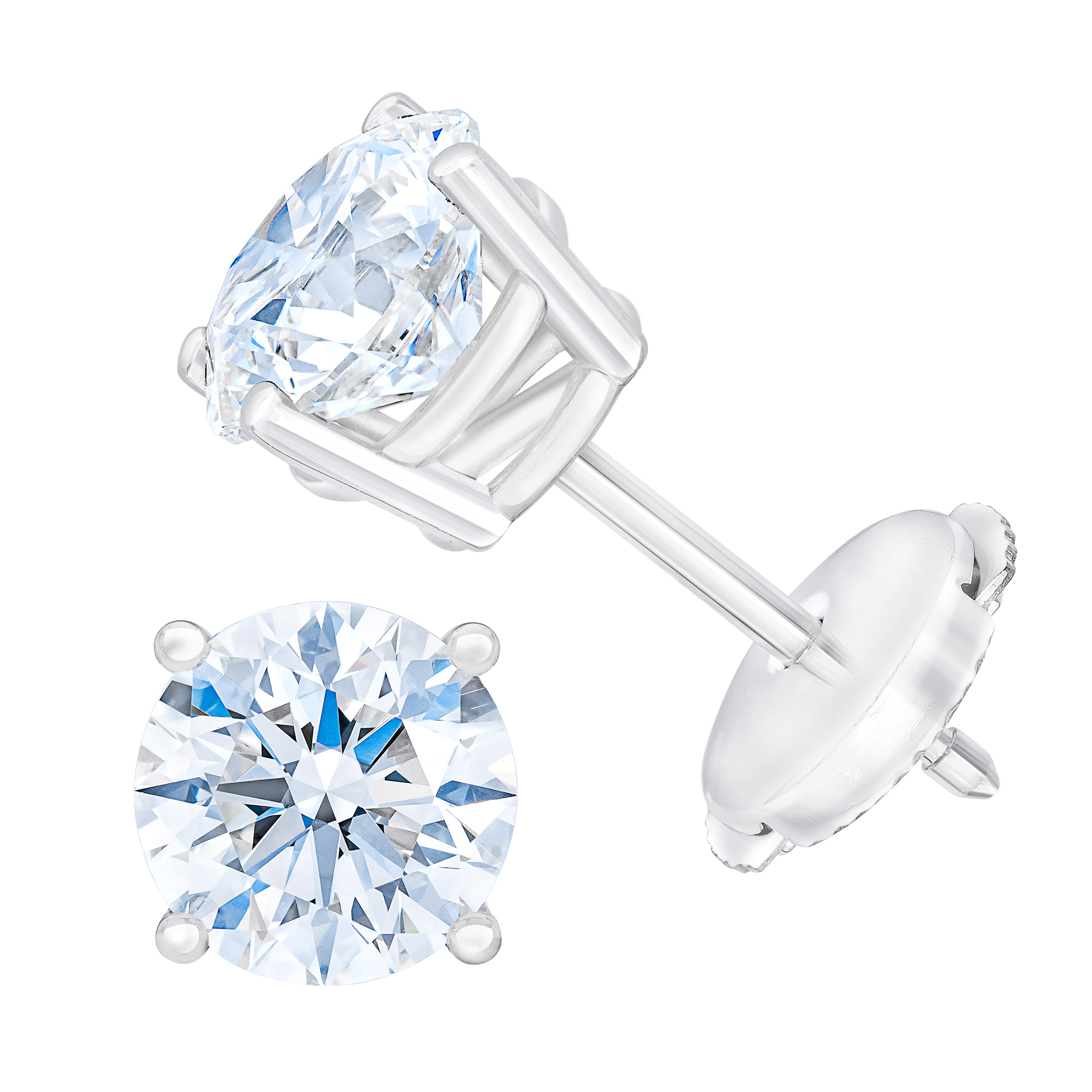 Round Brilliant 2.60 ctw VS1 Clarity  G Color Diamond Platinum Stud Earrings