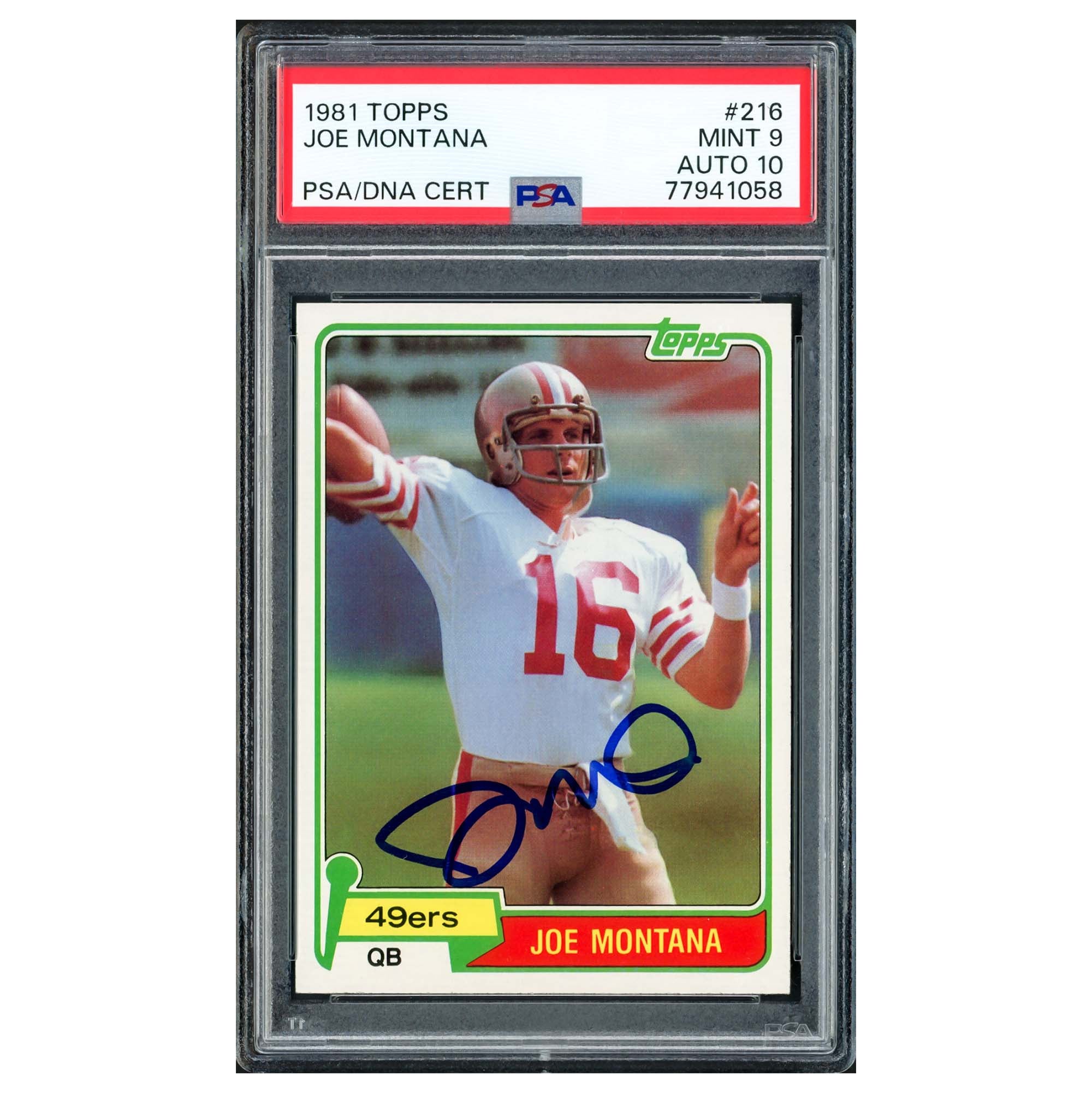 Joe Montana Autographed 1981 Topps Rookie Card #216 San Francisco