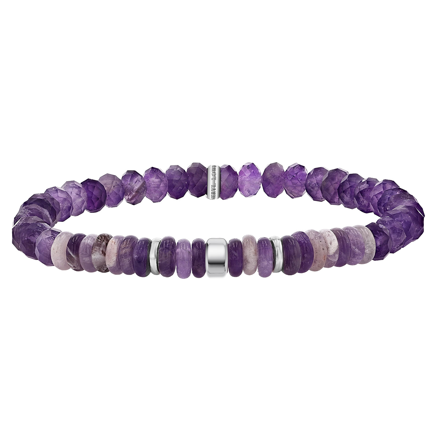 アクセサリー 0405-41 castel Sheryl Lowe Amethyst 6mm Beaded Bracelet with Rondelle Accent