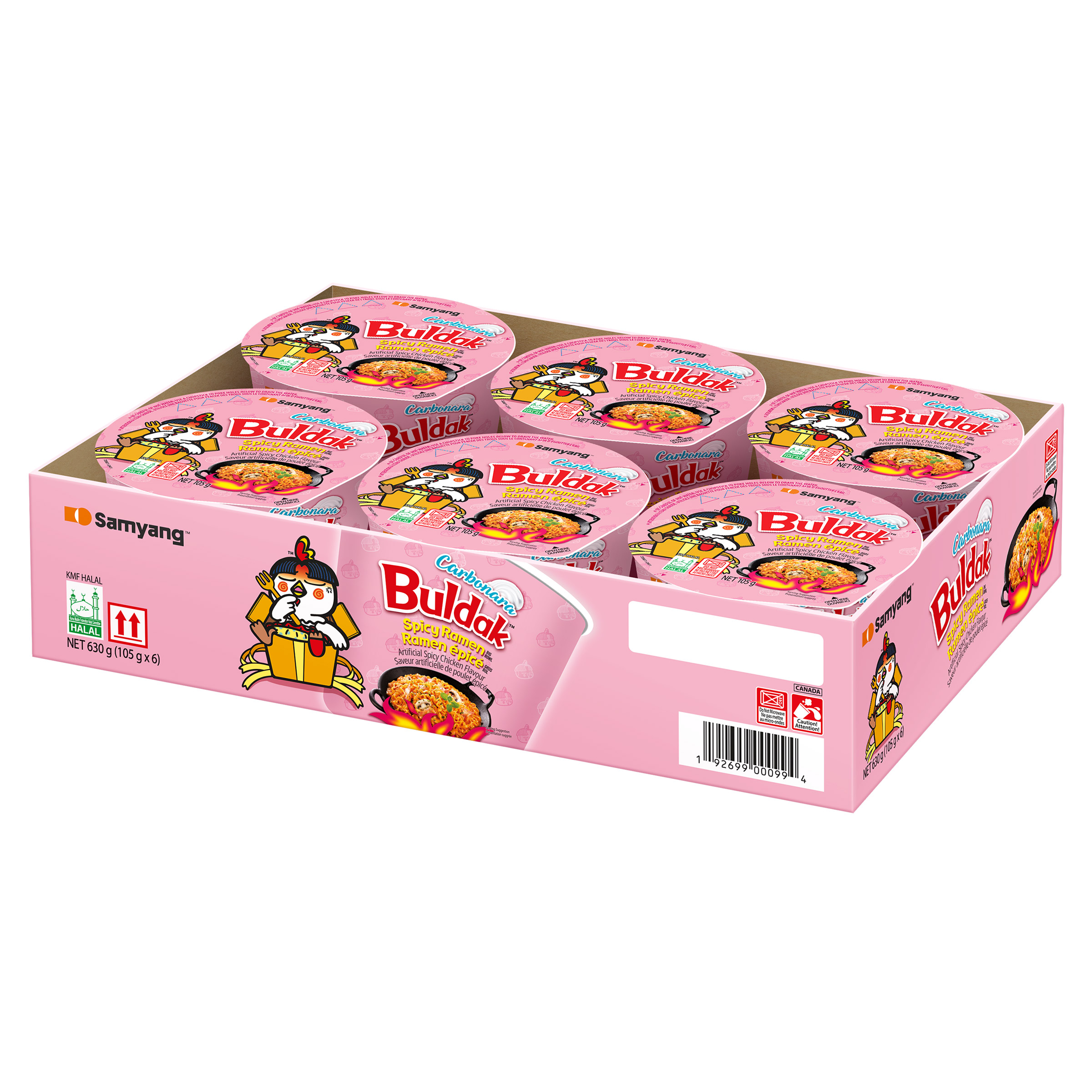 Samyang Carbonara Buldak Spicy Ramen, 6 × 105 g