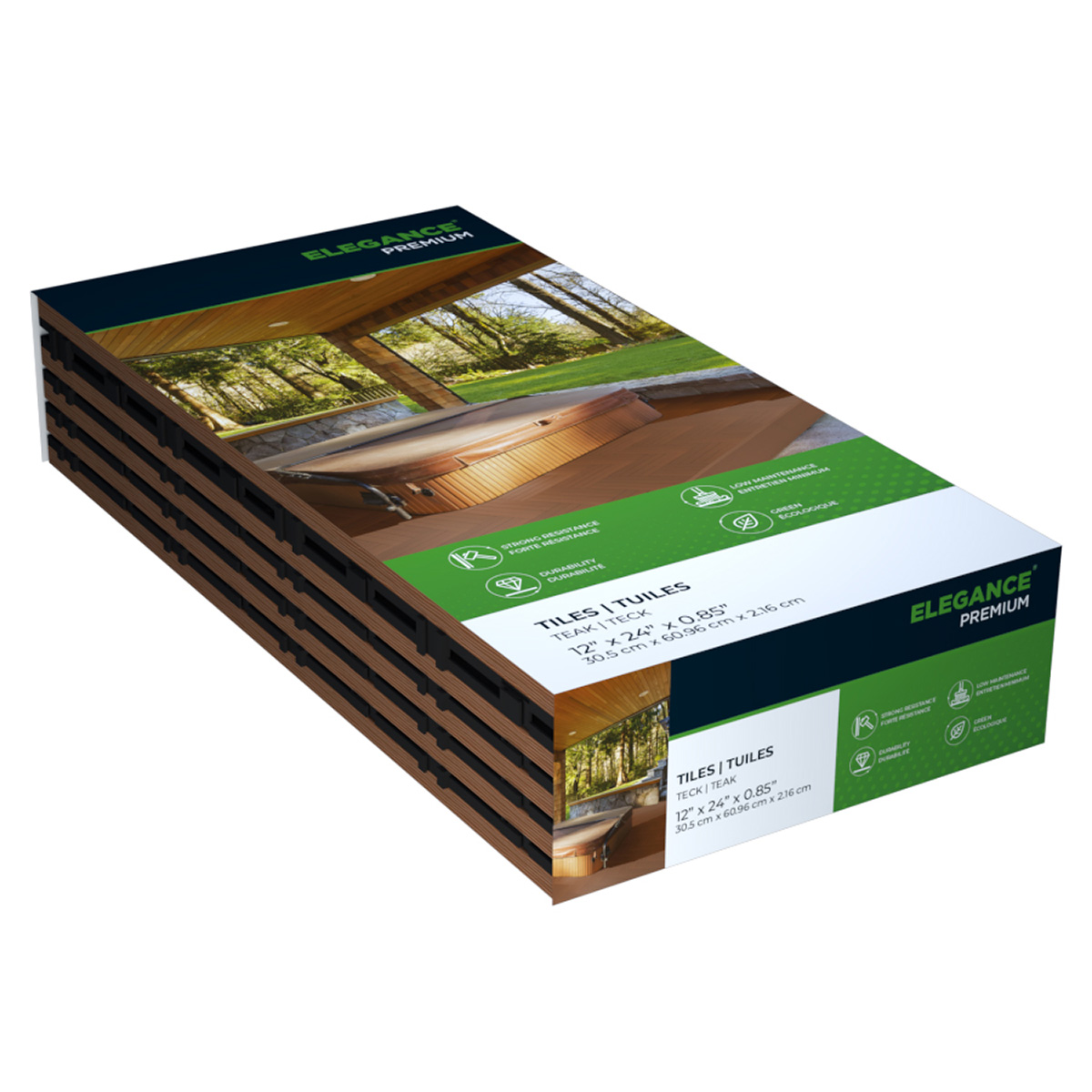 Elegance Composite Deck Tile, Teak 5-pack