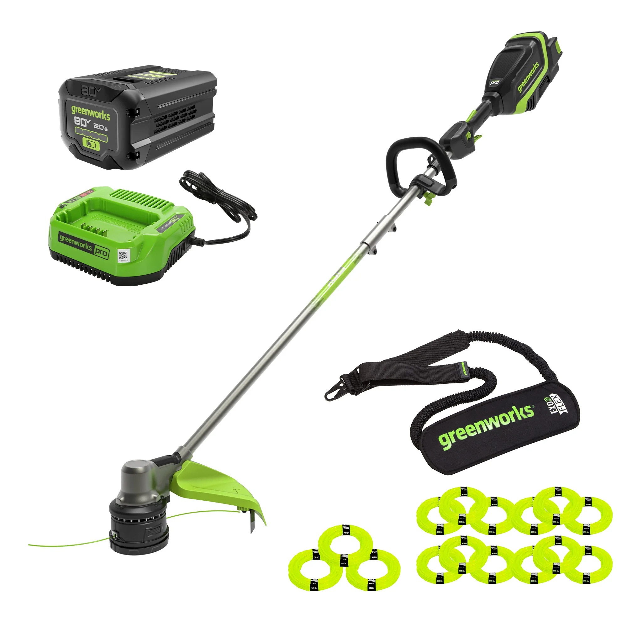 Greenworks 80V Brushless Trimmer with 17”Cutting Swath, 2.0Ah