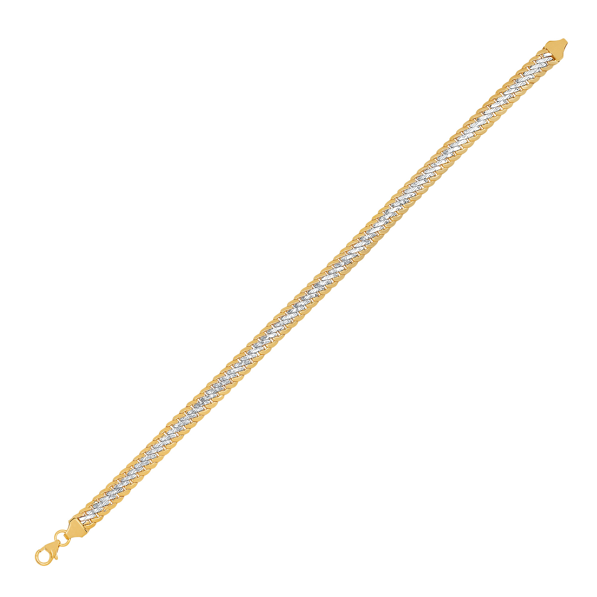 Diamond Cut Bismark Bracelet in Two-Tone Gold