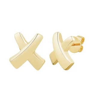 14KT YELLOW GOLD X STUD EARRINGS MADE IN ITALY