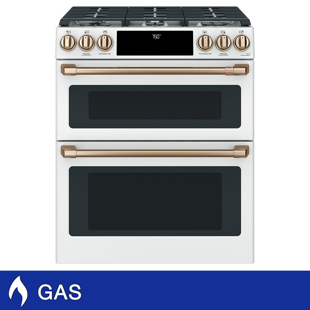 Café 30" 6.7 cu. ft. GAS Slide-in Double Oven Range with Convection  WiFi
