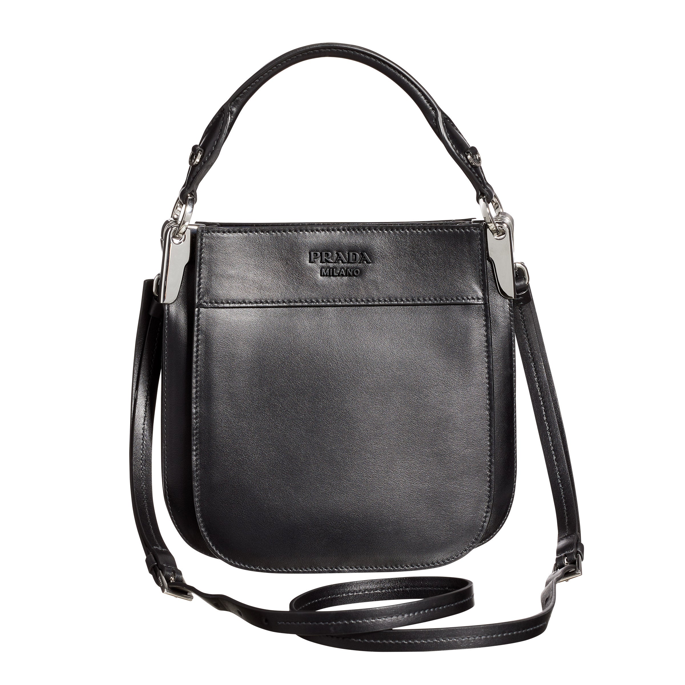 Prada Small Leather Margit Hobo Bag, Black | Costco