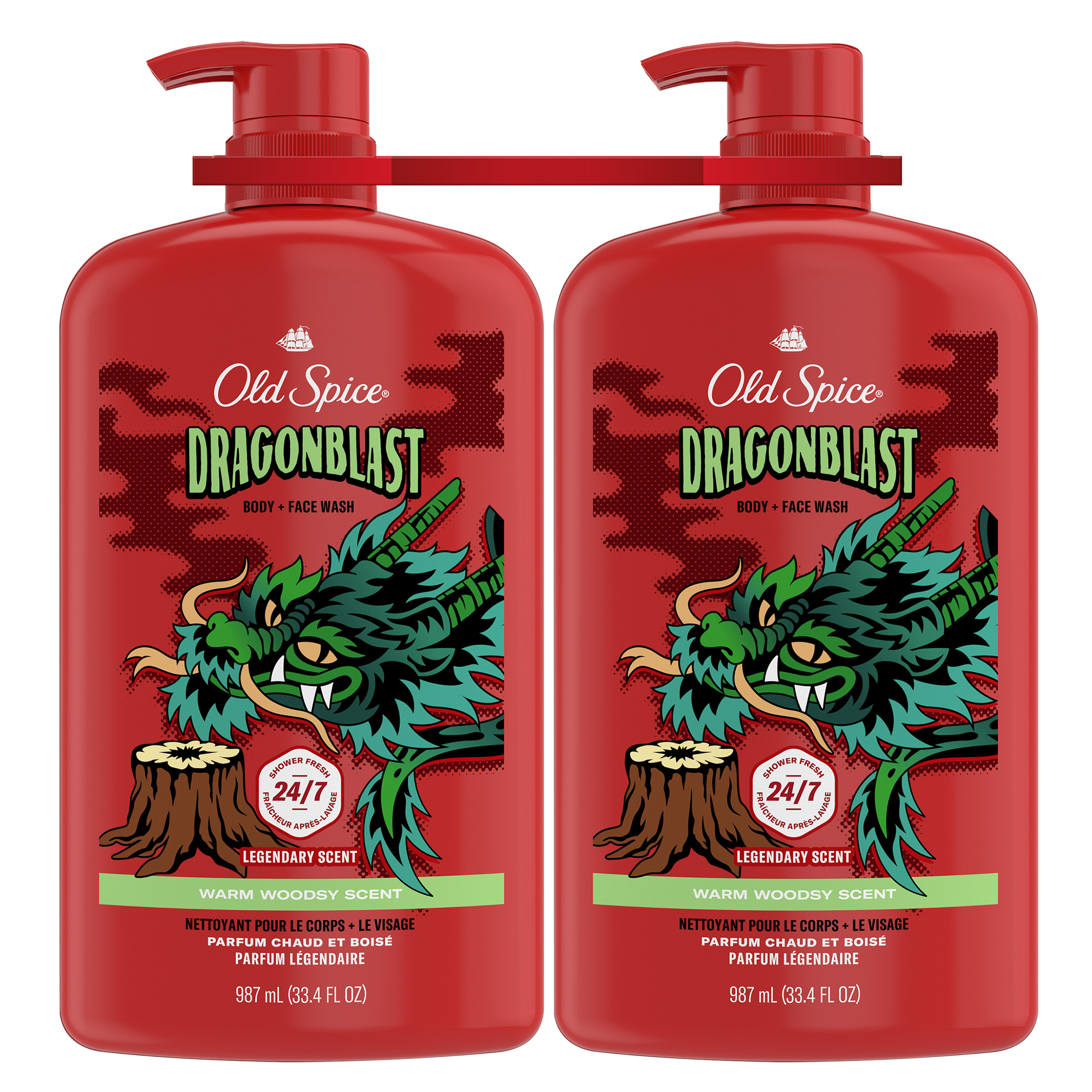 Old Spice Body Wash Dragonblast, 2 x 987 mL