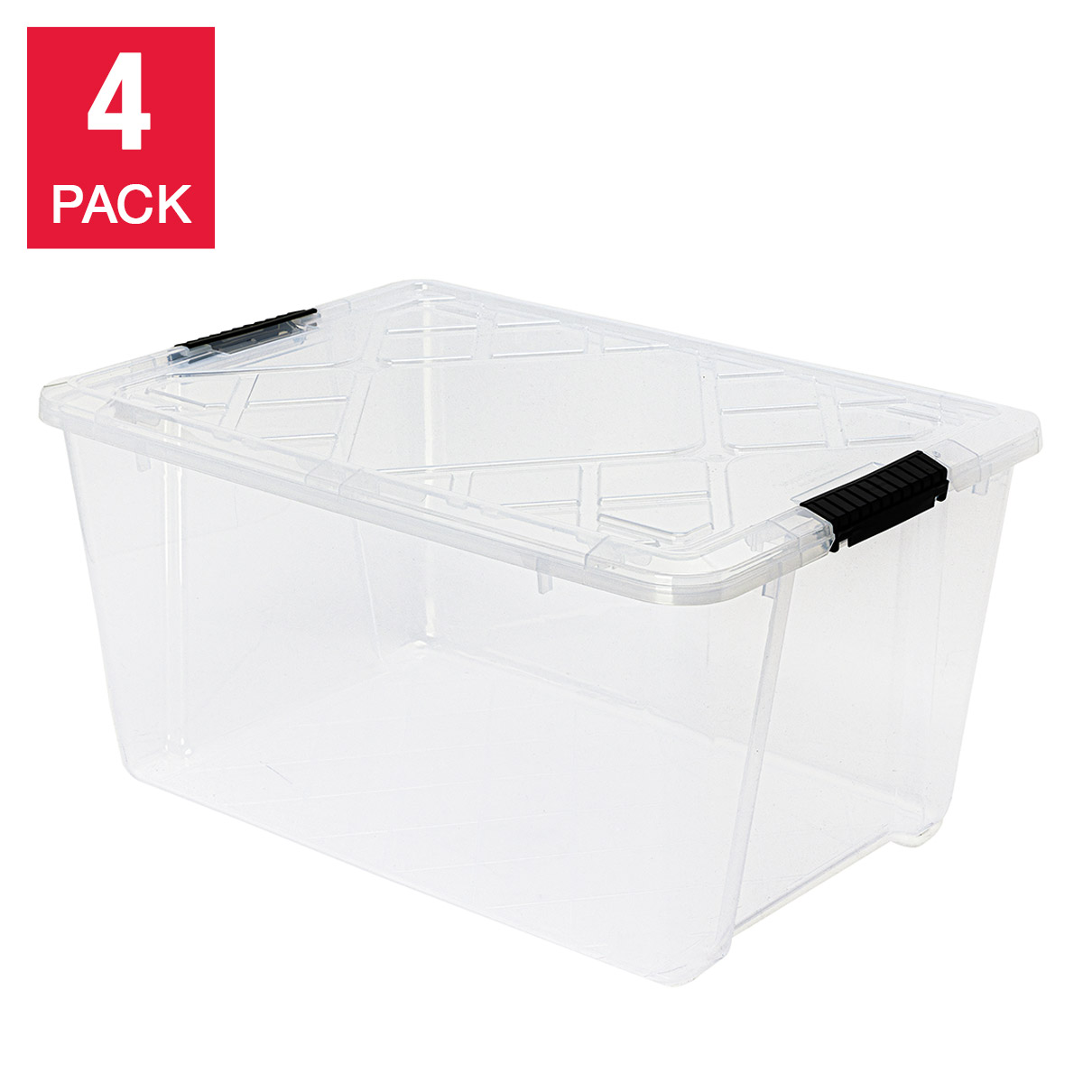 Greenmade InstaView 45 Quart Storage Bin with Latching Lid  4-pack