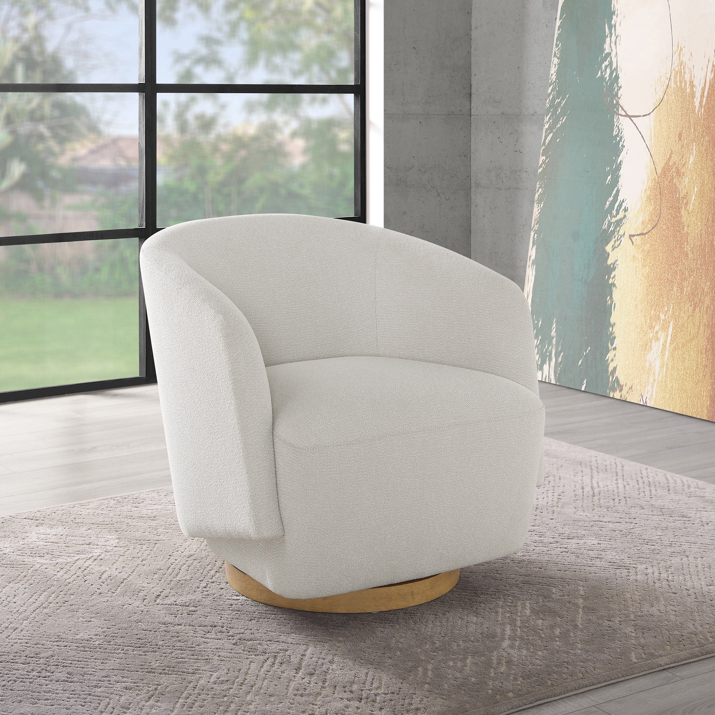 Henredon Murphy Swivel Boucle Chair, Cream