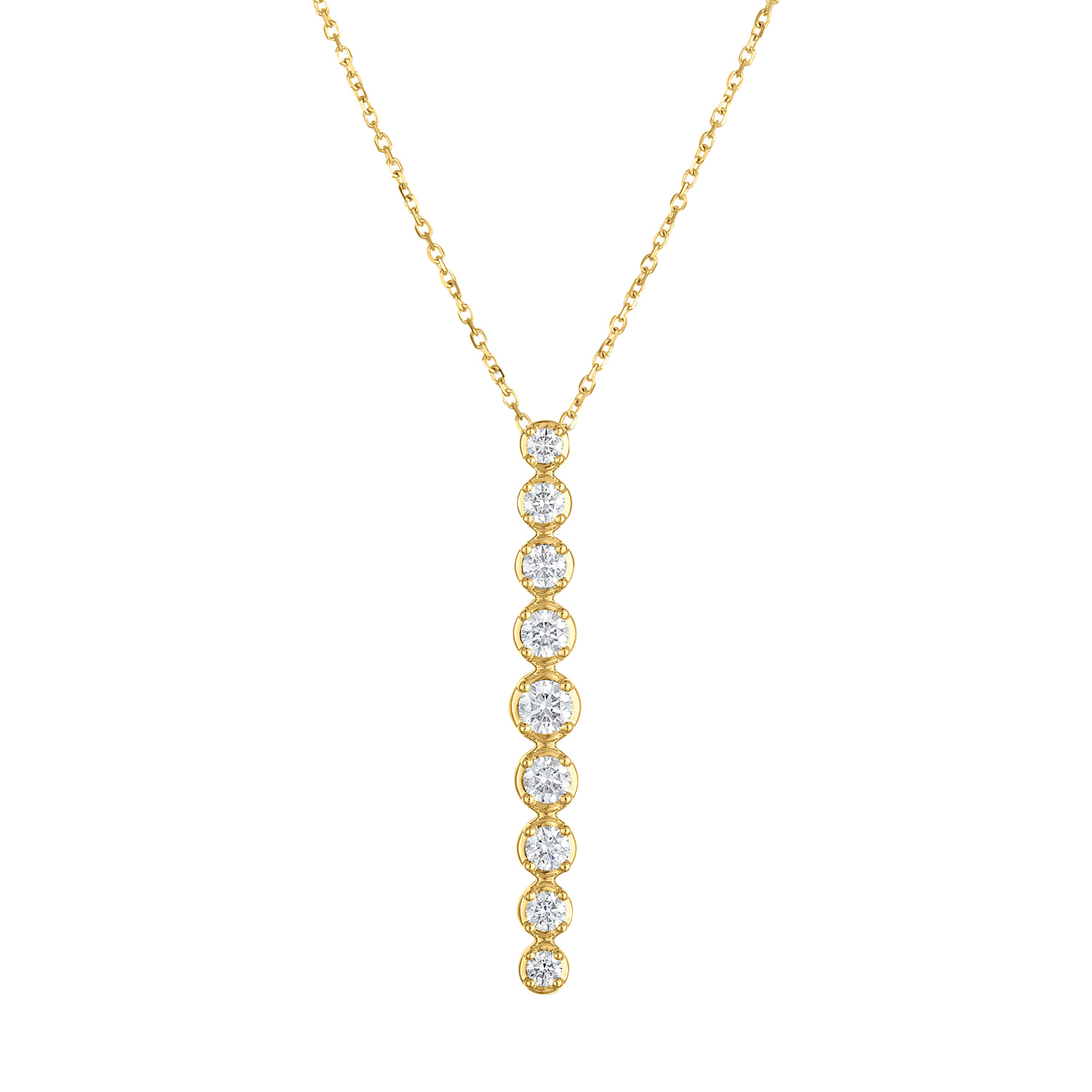 Round Brilliant Diamond 9-Stone Stick Pendant (1.00 ctw)