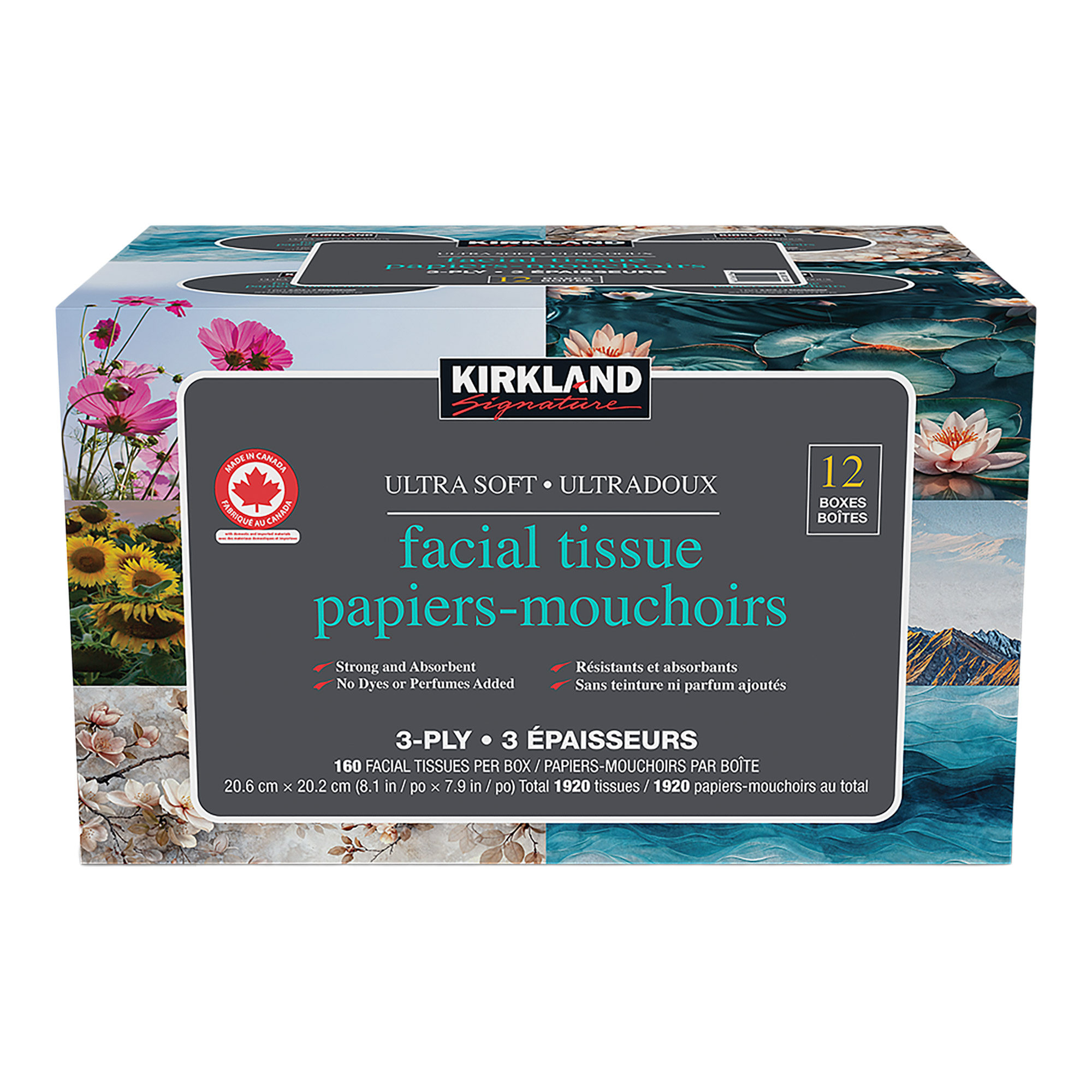Kirkland Signature Ultra Soft Facial Tissues, 12-pack
