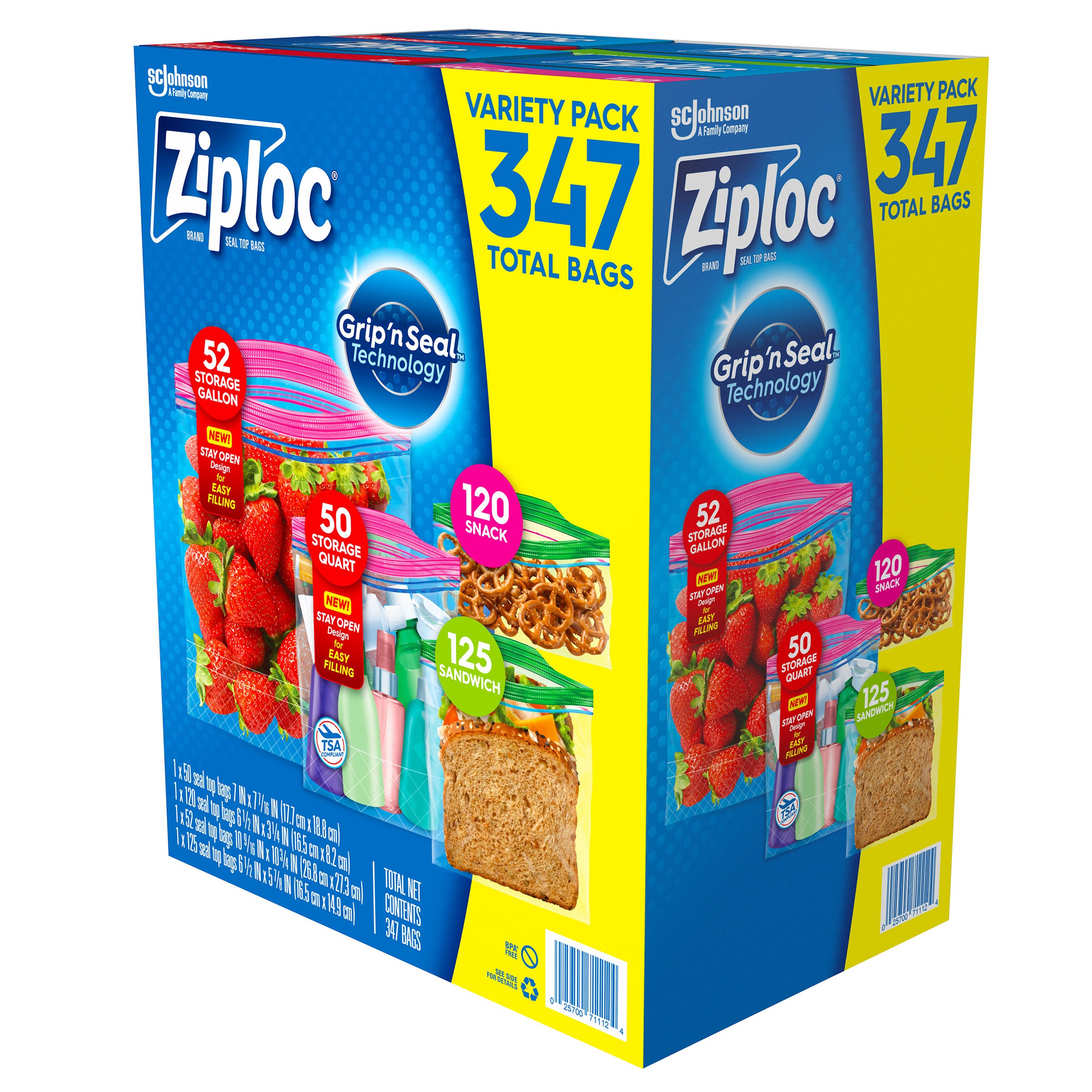 Ziploc Seal Top Bag, Variety Pack, 347-count | Costco