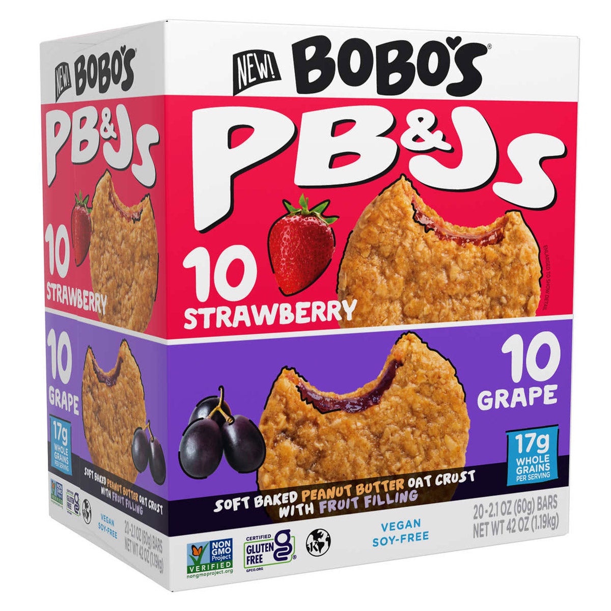 【S-low 】Jelly BeanTHEBARBAROCKETS Bobo's PB&Js Oat Sandwich Bar, Variety Pack, 2.1 oz, 20