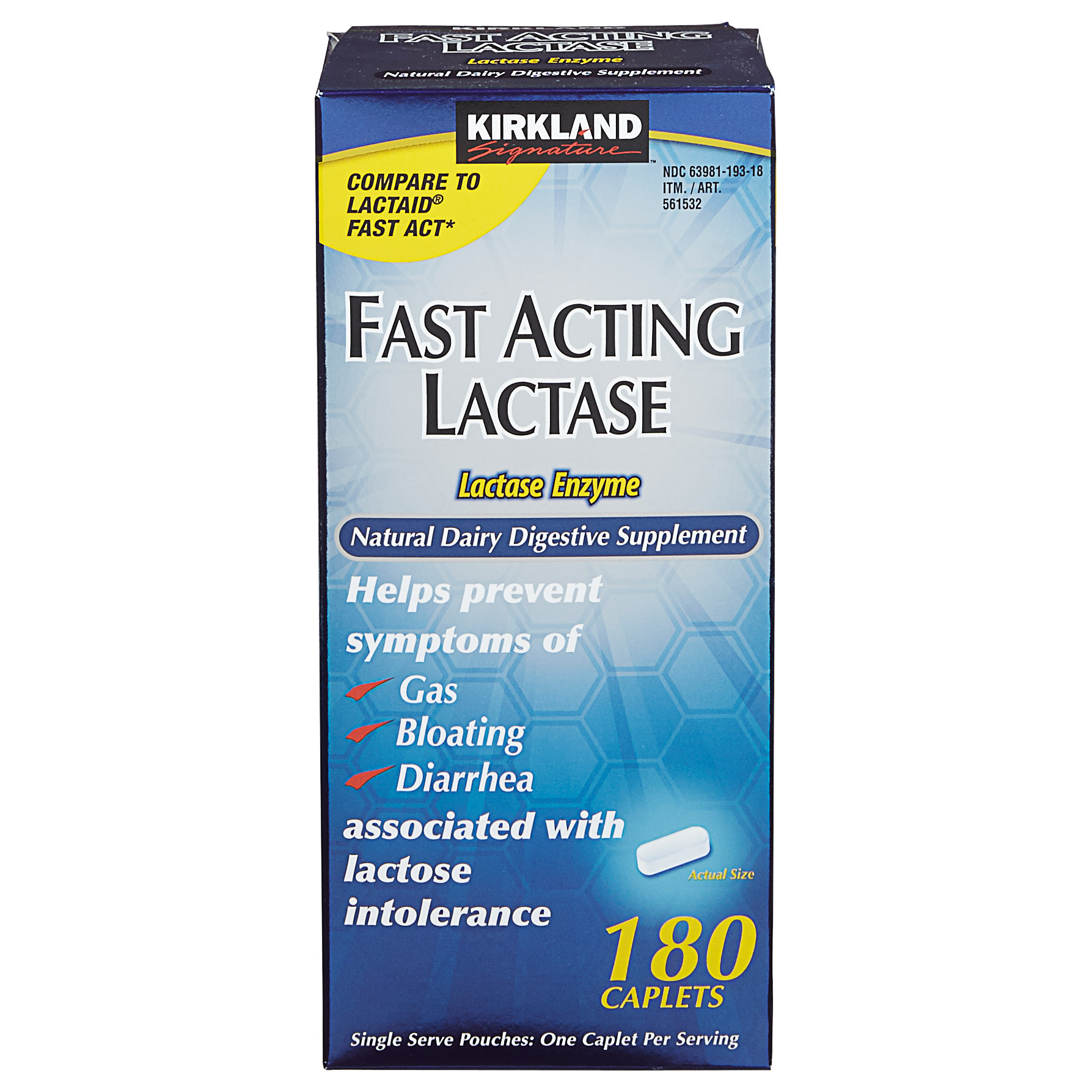 Kirkland Signature Fast Acting Lactase  180 Caplets