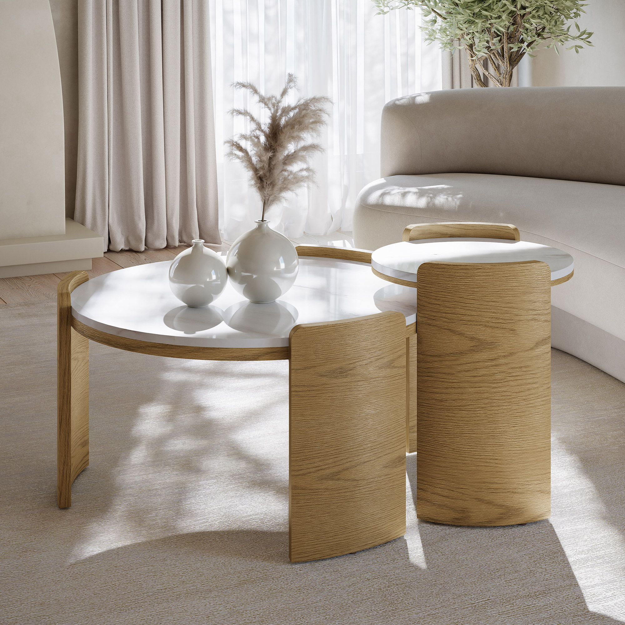 Loxley Rowe Avia Nesting Tables with Sinter Stone Top