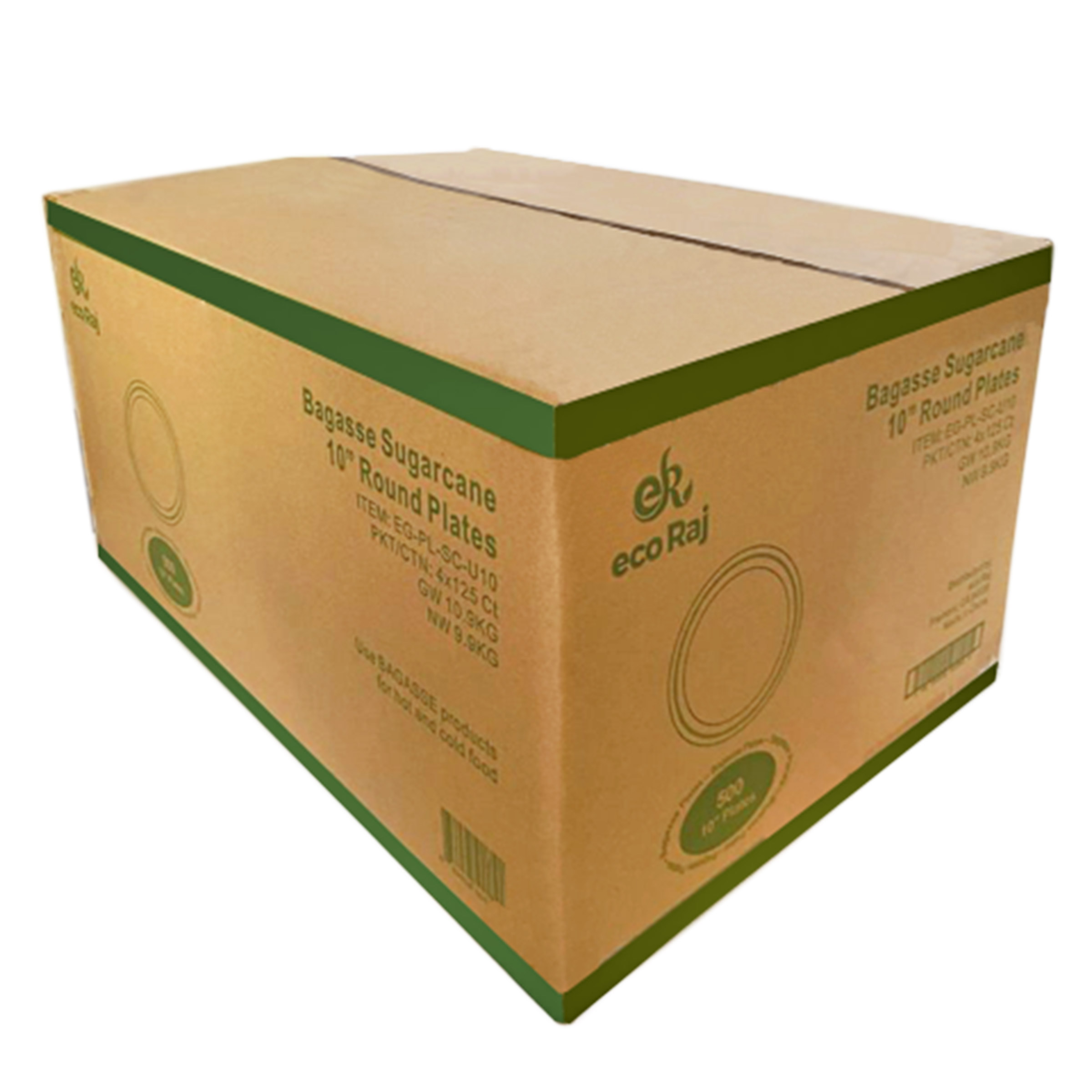 Eco Raj 10-inch Compostable Bagasse Plate  500-count