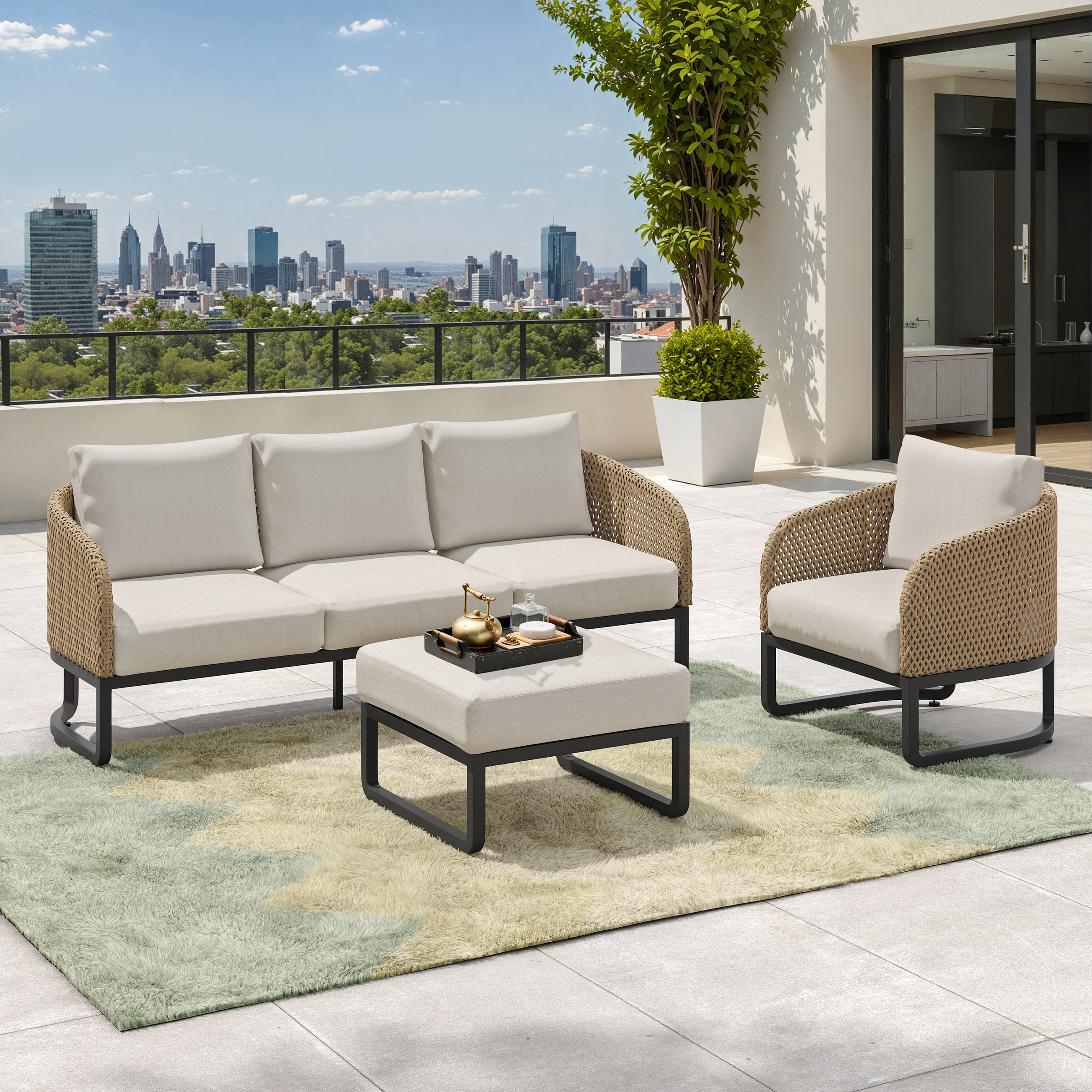 Florina 3-piece Patio Sectional Conversation Set | Costco