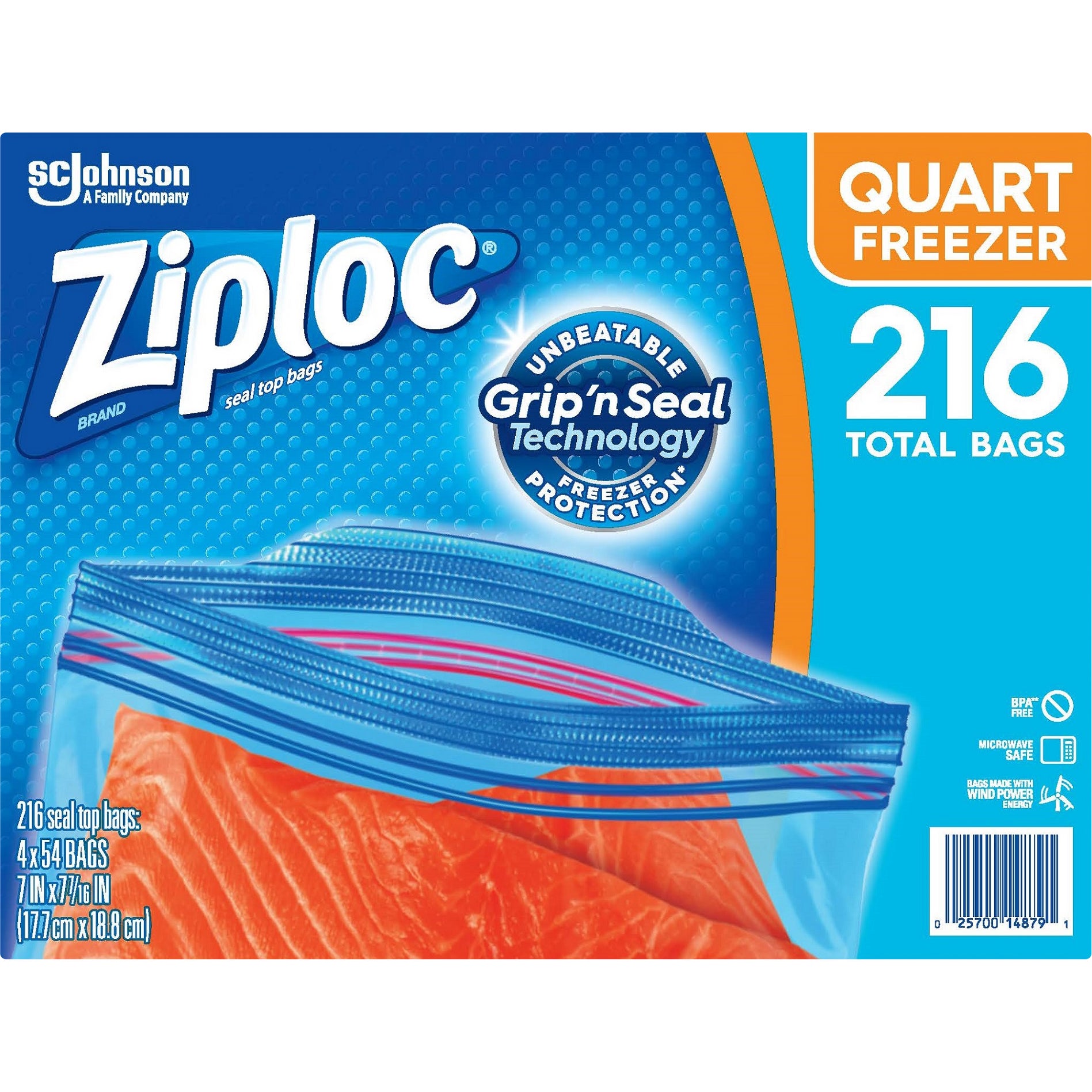 Ziploc Grip 'n Seal Freezer Bags, Quart, 216 ct | Costco