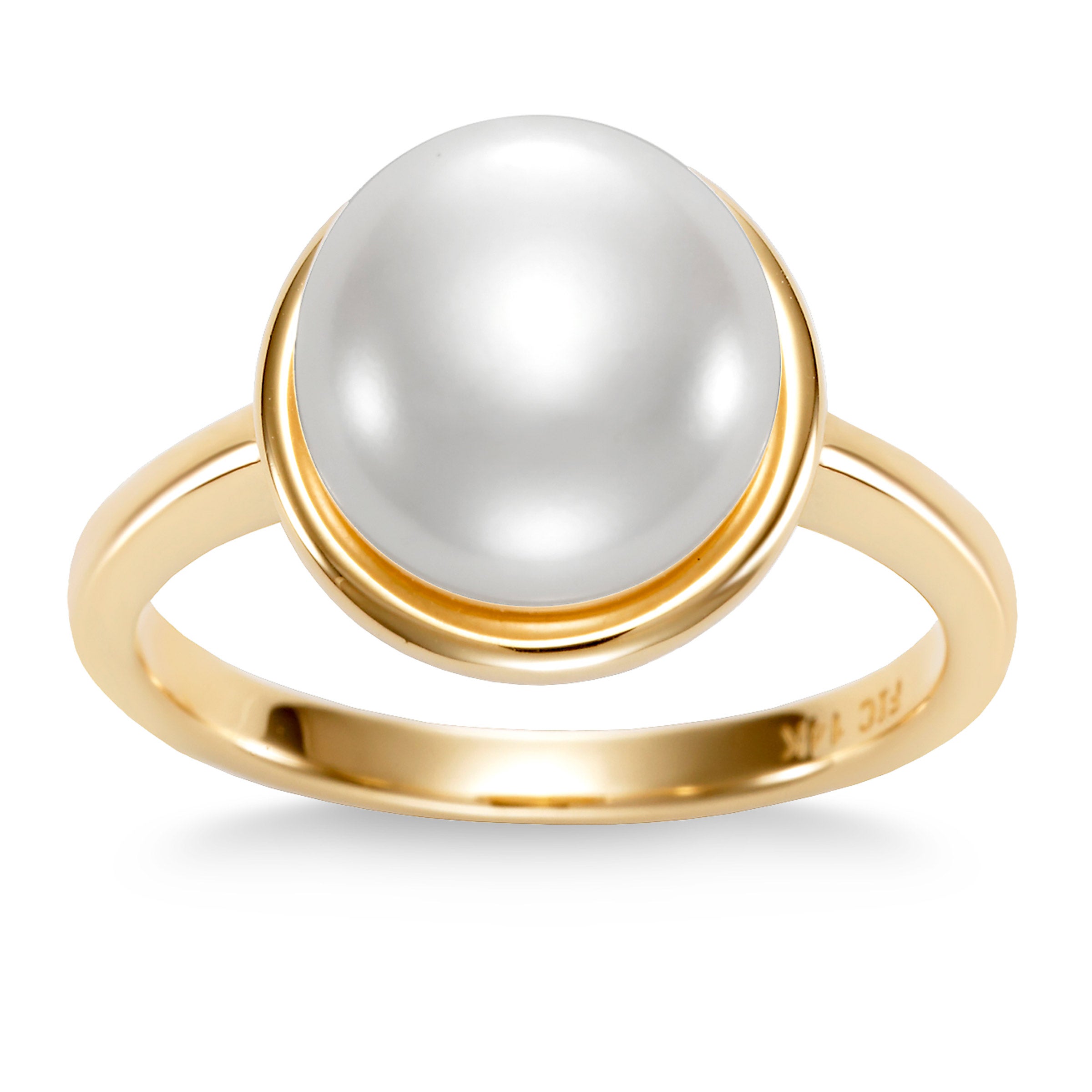 Freshwater Cultured 9-10mm Pearl 14kt Yellow Gold Bezel Ring | Costco