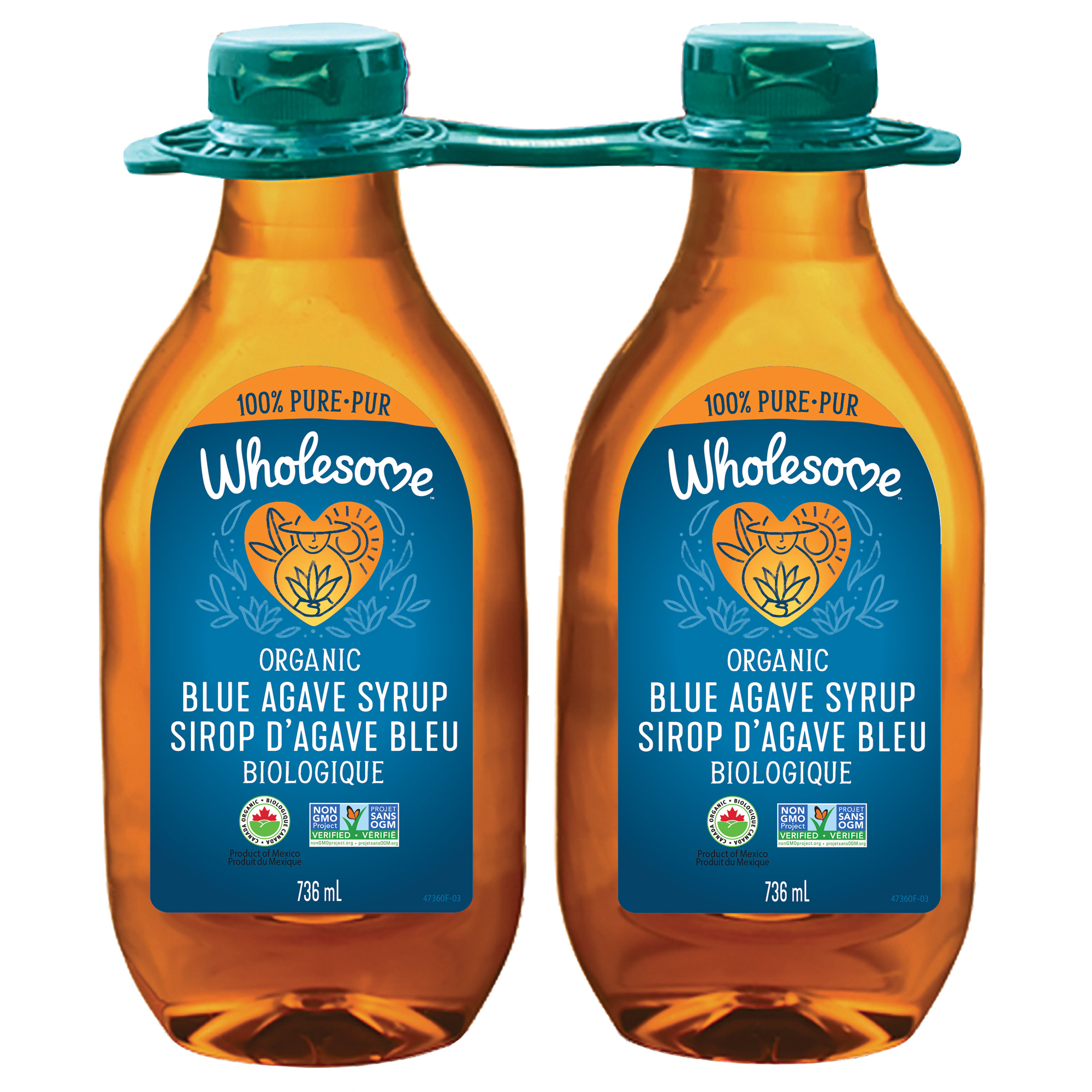 Wholesome Organic Blue Agave Syrup, 2 × 736 mL
