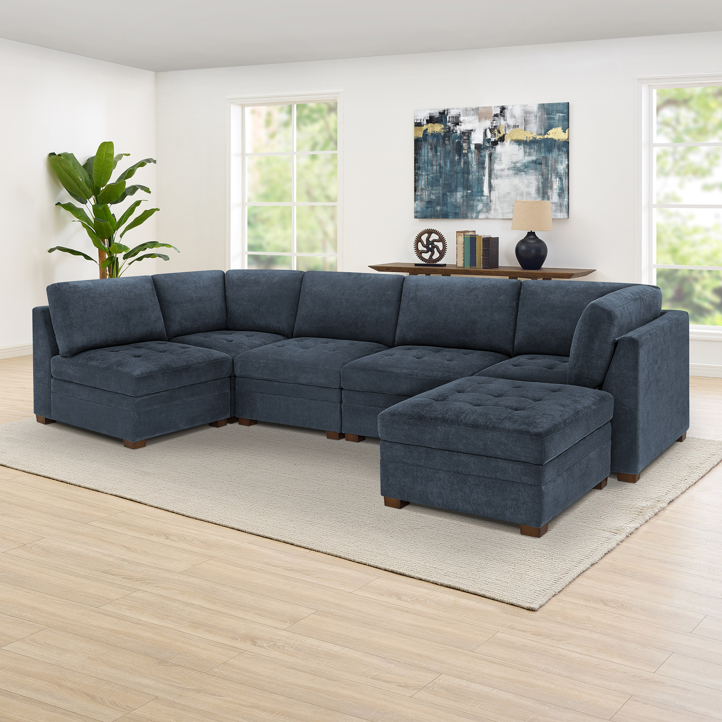 Thomasville Tisdale Tufted 6-piece Fabric Sectional with Storage