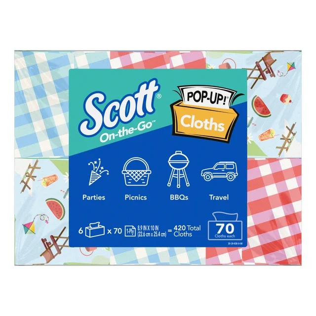 Scott On-the-Go Pop-Up Cloths, 70 Sheets, 6-count