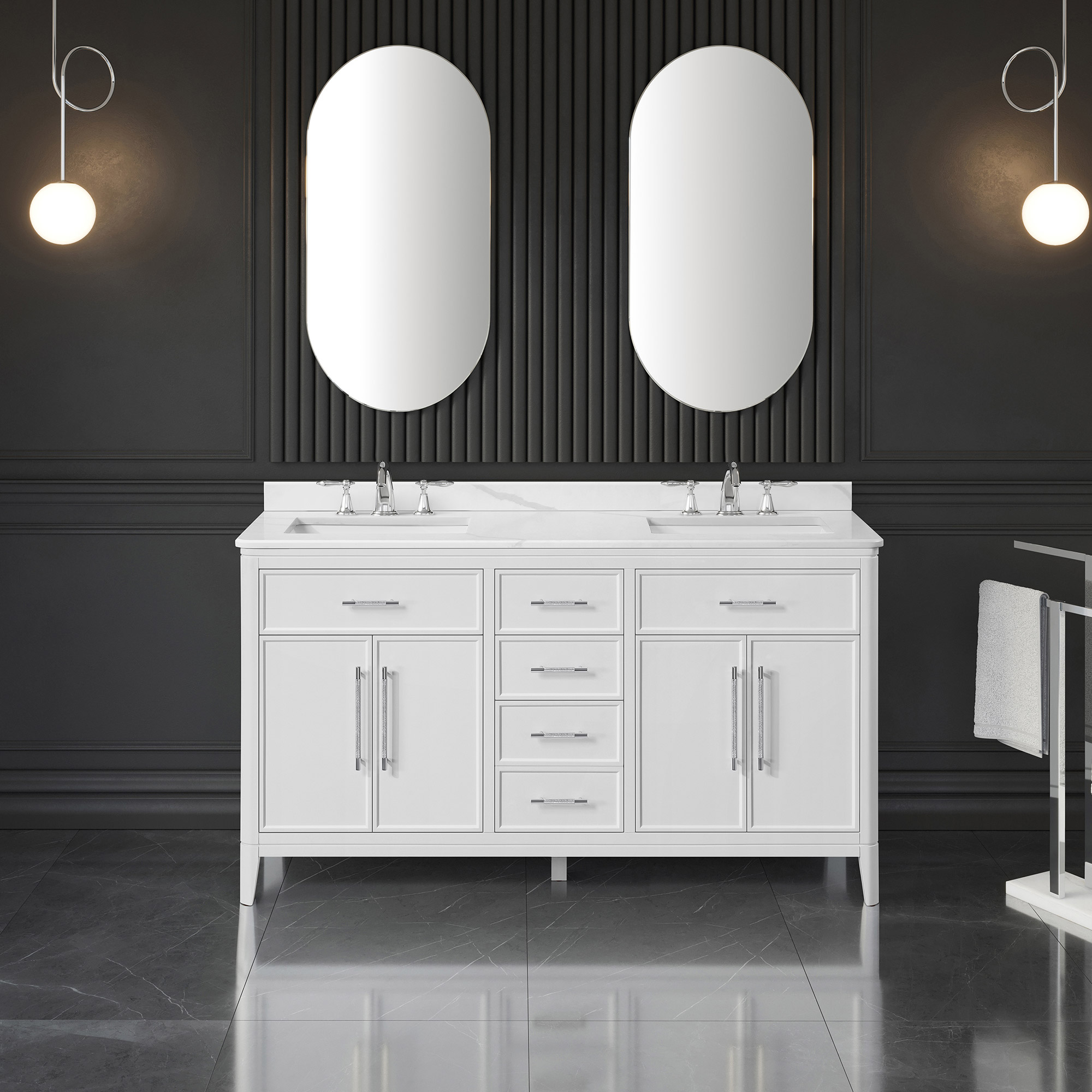 Loxley Rowe Venice Vanity in White with Quartz Top
