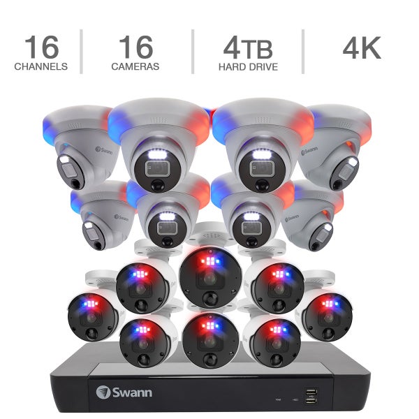 Swann Professional 4K Ultra HD Wired Camera System, 16-Ch Swann Professional 4K Ultra HD Wired Camera System, 16-Ch