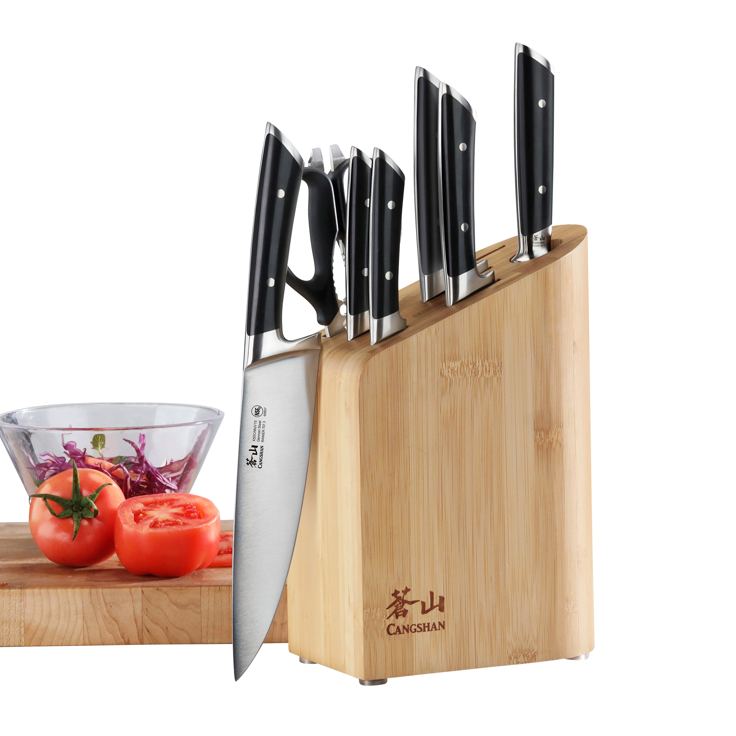 Cangshan Rainier Series German Steel Forged 8-piece Knife Block Set