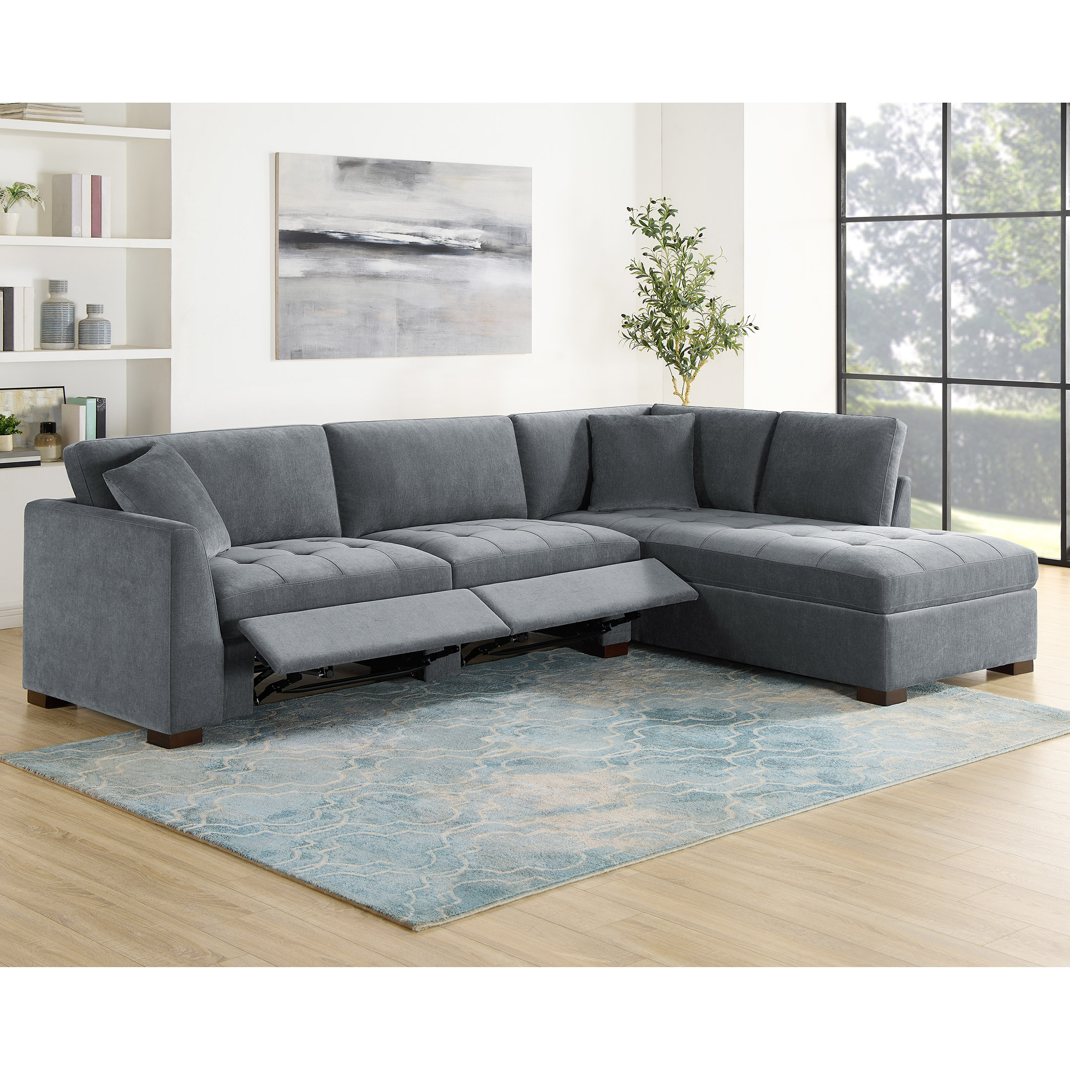 Thomasville Miles 2-piece Fabric Right-hand Facing Sectional with Power Footrests