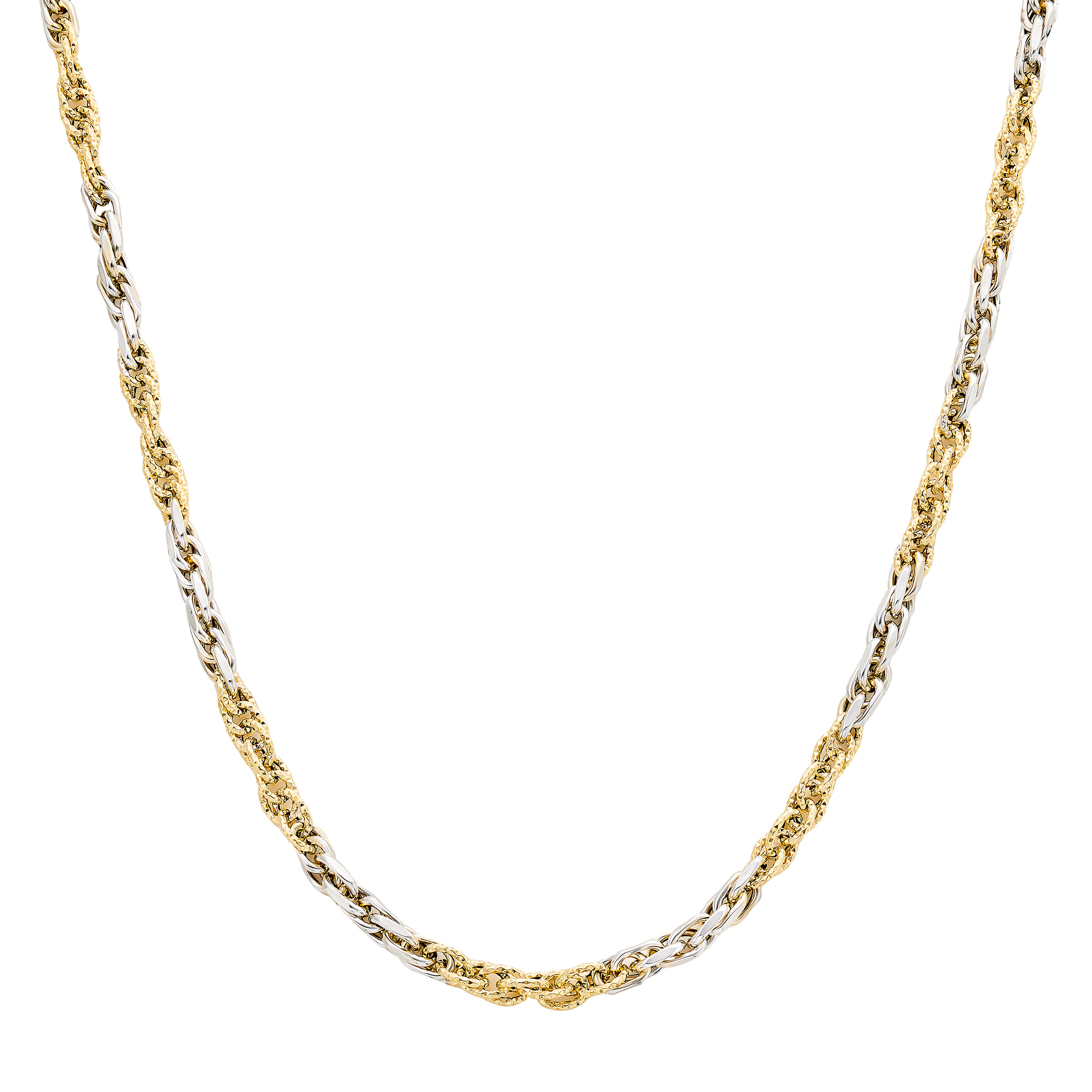 Interlocking Oval Link Necklace in Two-Tone Gold