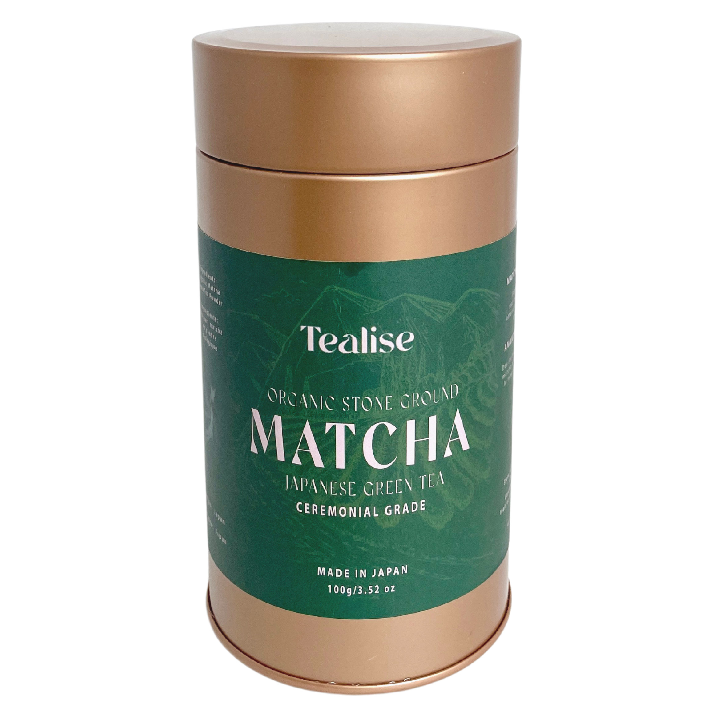 Tealise Organic Japanese Matcha Ceremonial Grade in Tin, 100g