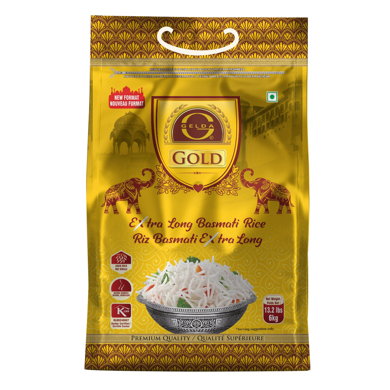 Gelda Gold Extra Long Basmati Rice, 6 kg