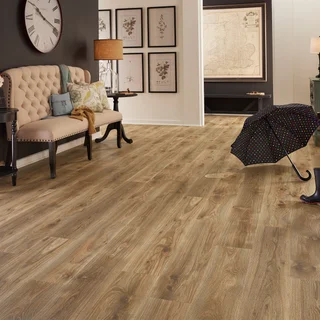 Mohawk Home 12MM Thick 8.3in X 54.3in Waterproof Surface Laminate Wood Plank Flooring (18.89 sq ft/ctn), Kinderston