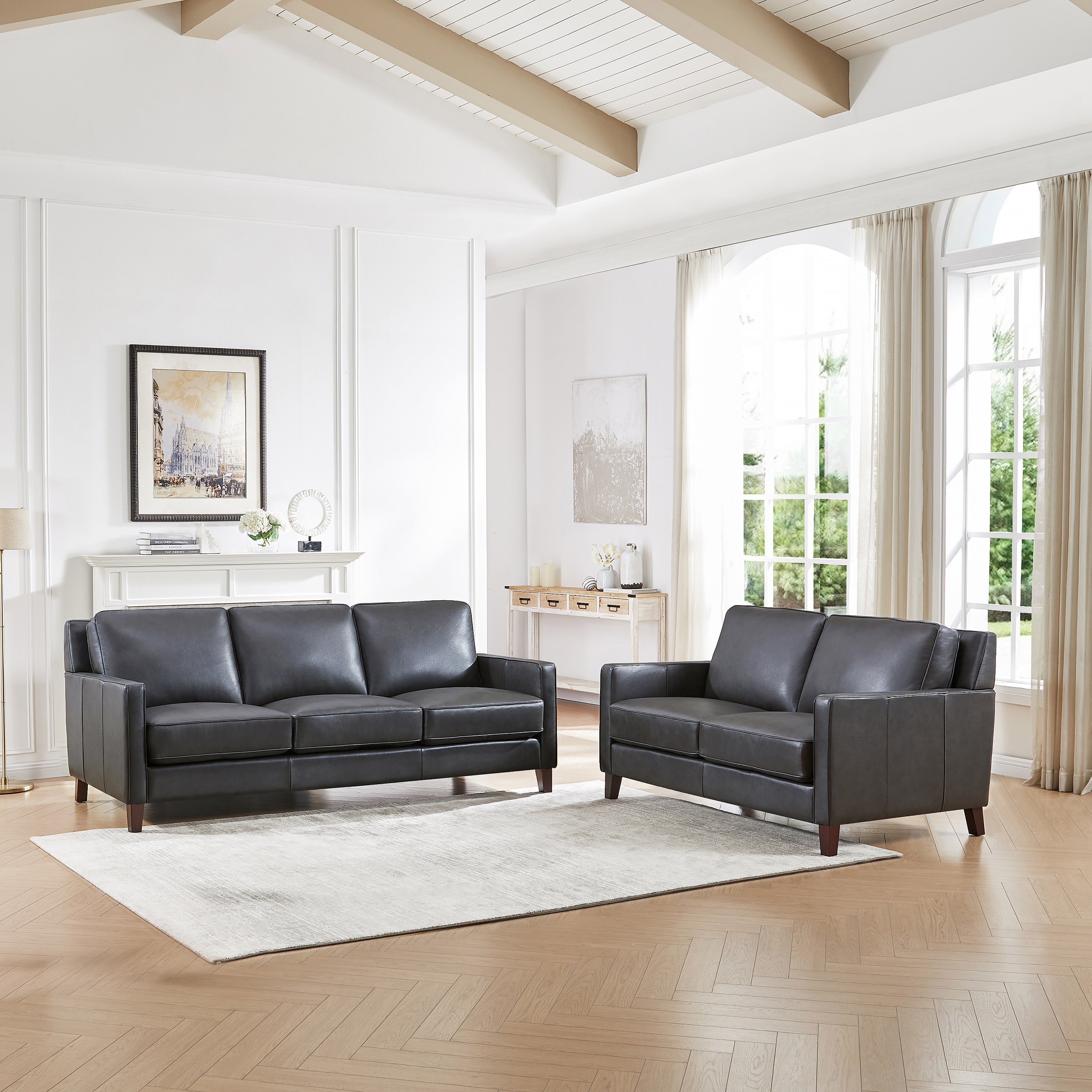 Prospera Home West Park Top-grain Leather Sofa and Loveseat