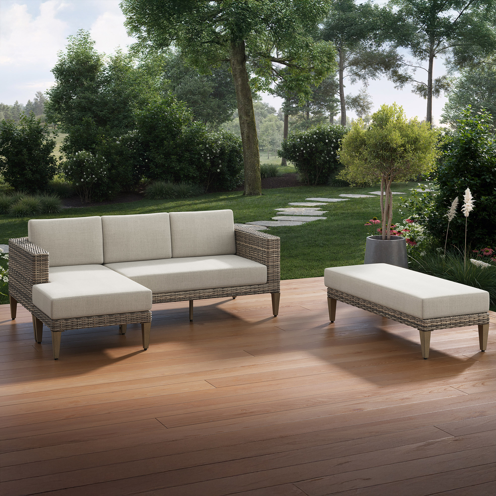 Thomasville Mira 3-piece Outdoor Patio Reversible Sectional | Costco