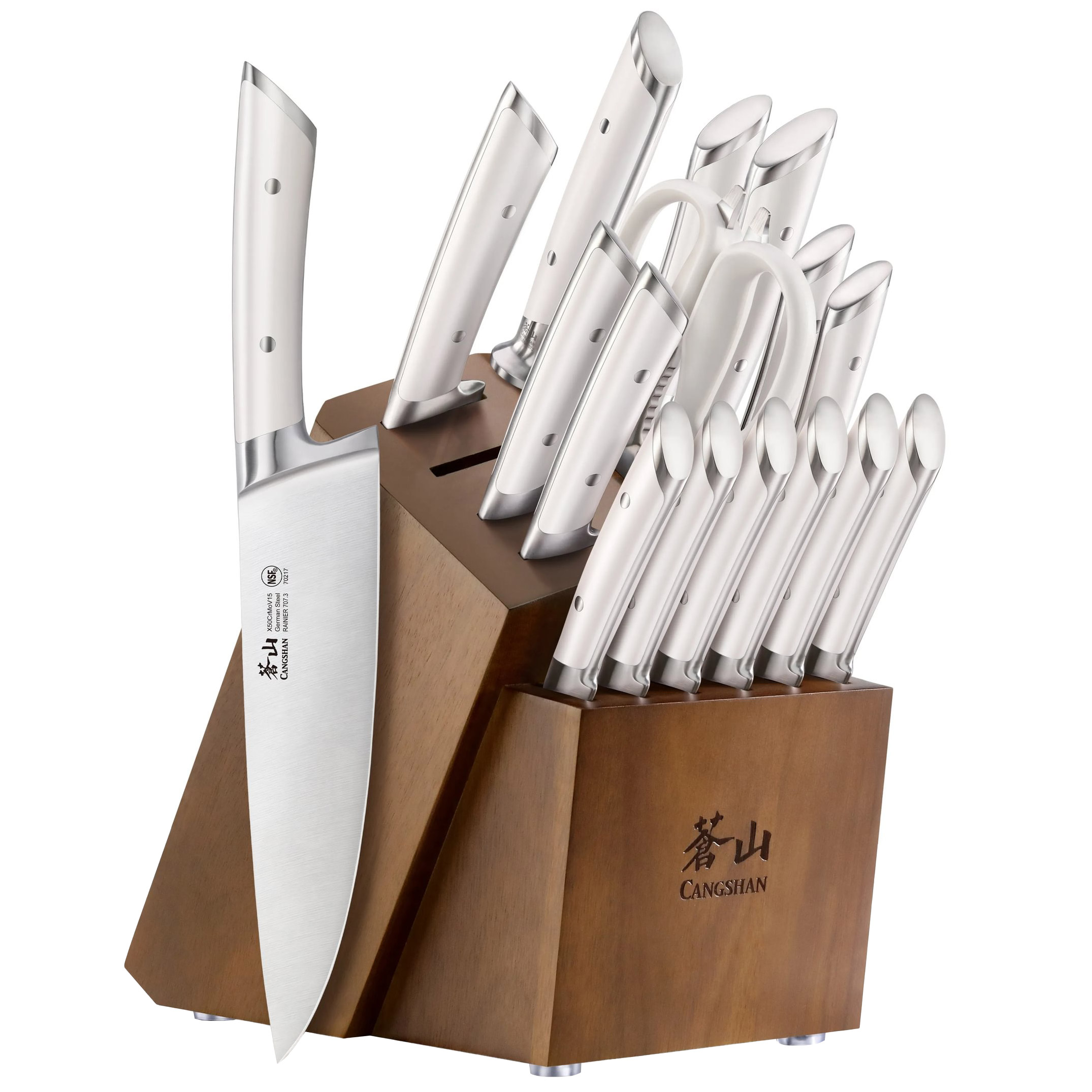 Cangshan Rainier Series German Steel Forged Knife Block Set, 17-piece