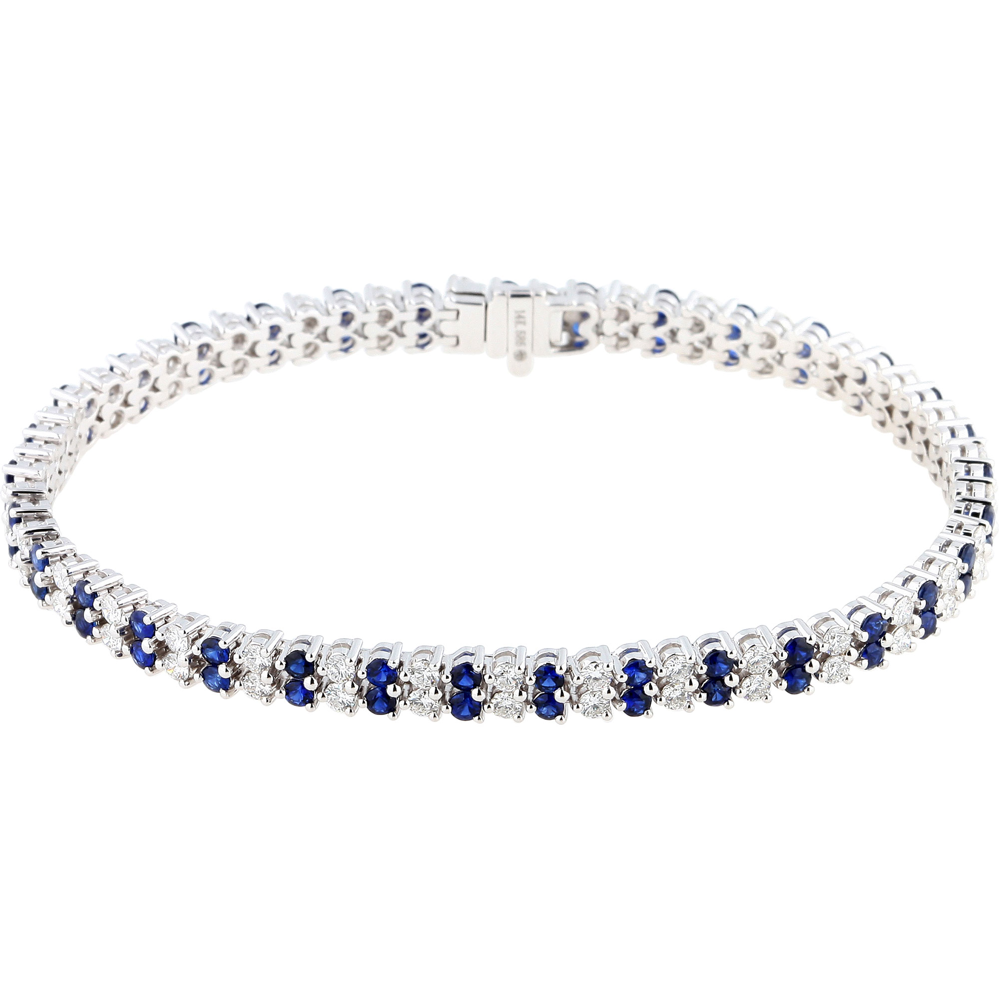 Round Blue Sapphire and Diamond Bracelet (2.32 ctw)