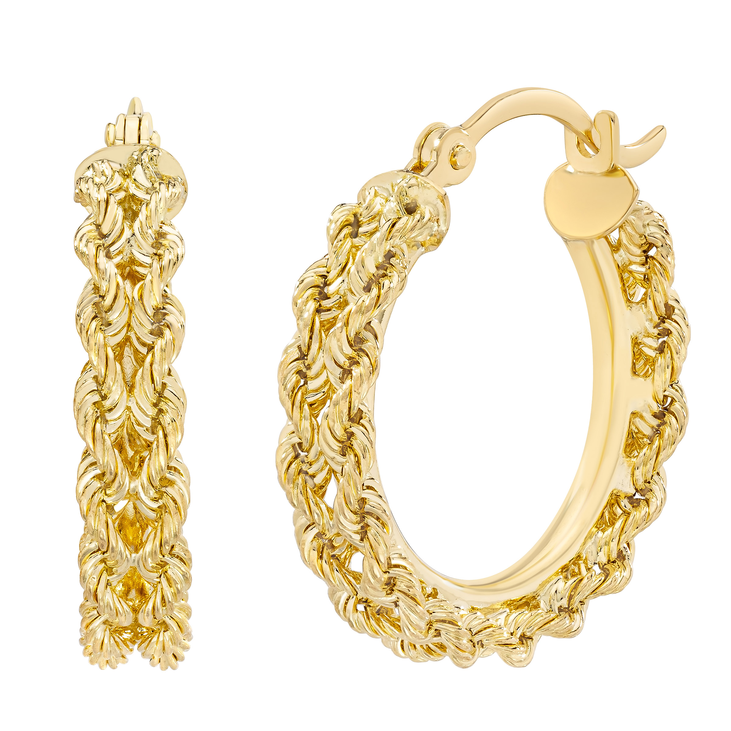 Kissing Heart Hoop Earrings in Yellow Gold