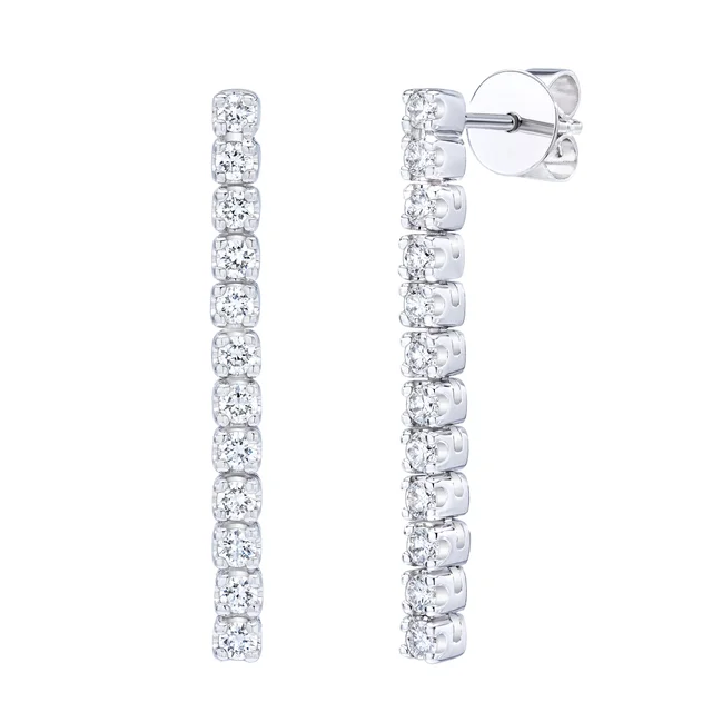 Round Brilliant 0.50 ctw VS2 Clarity, I Color Diamond 14kt White Gold Strand Earrings