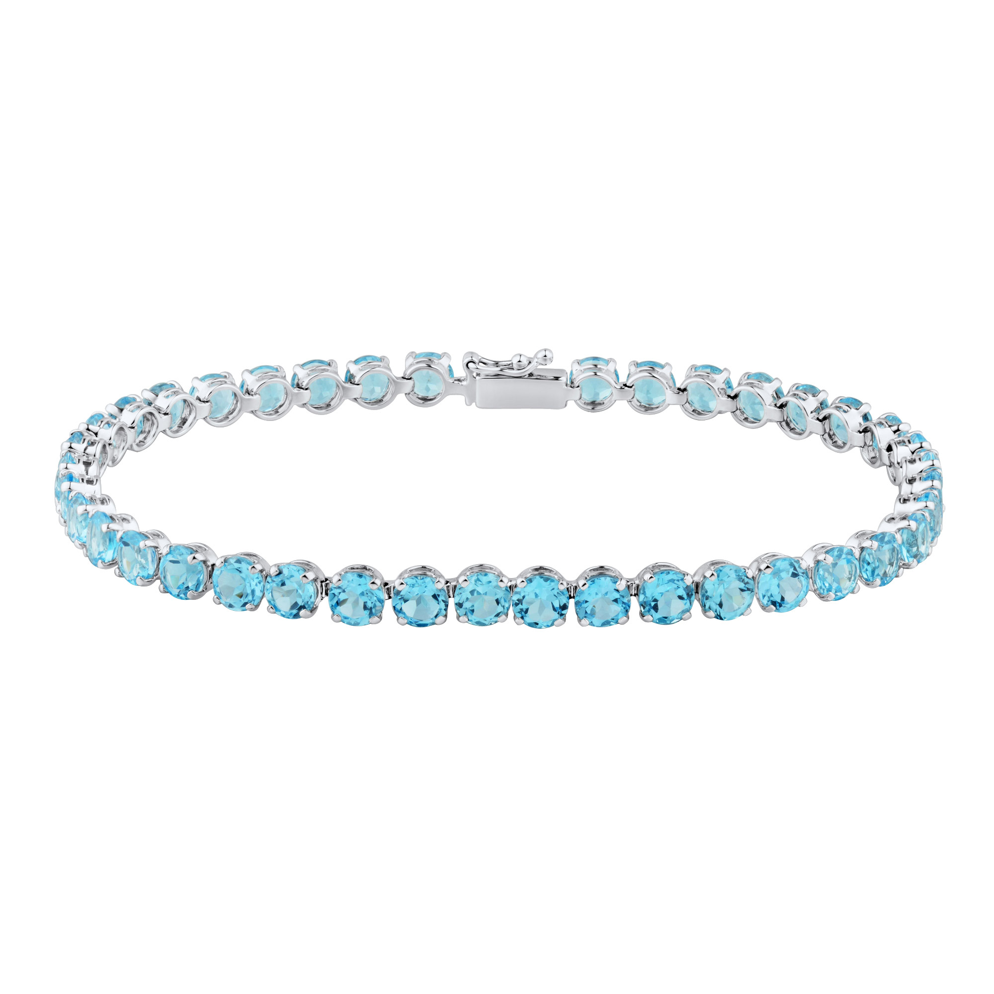 Round Cut Swiss Blue Topaz Bracelet