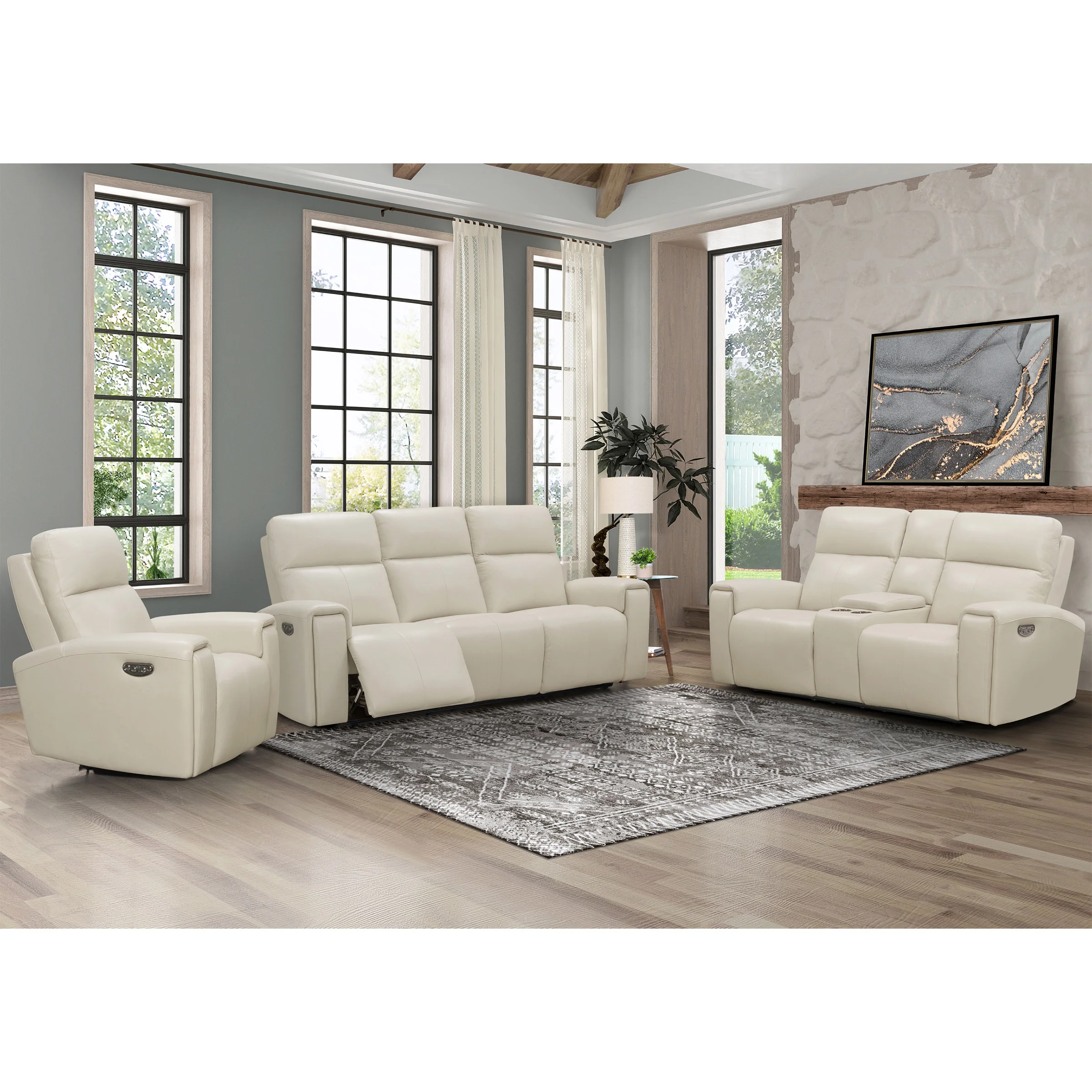 Keegan 3-piece Leather Power Reclining Set with Power Headrests