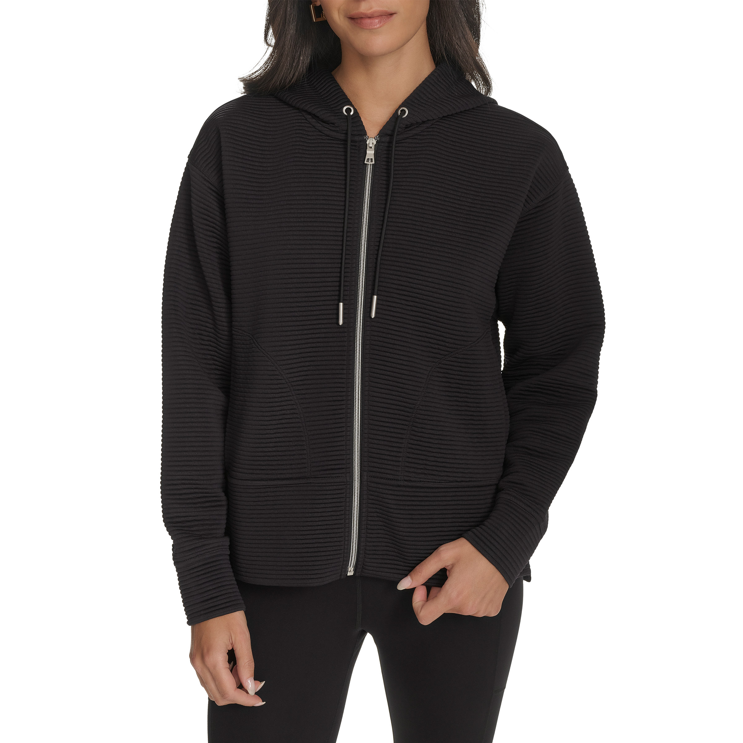 DKNY Jeans Women's Ottoman Rib Full Zip Hoodie