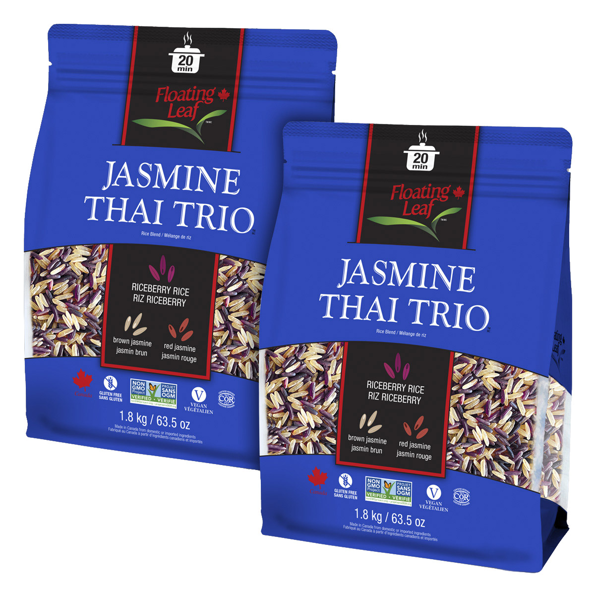 Floating Leaf Jasmine Thai Trio Rice Blend, 2 × 1.8 kg 