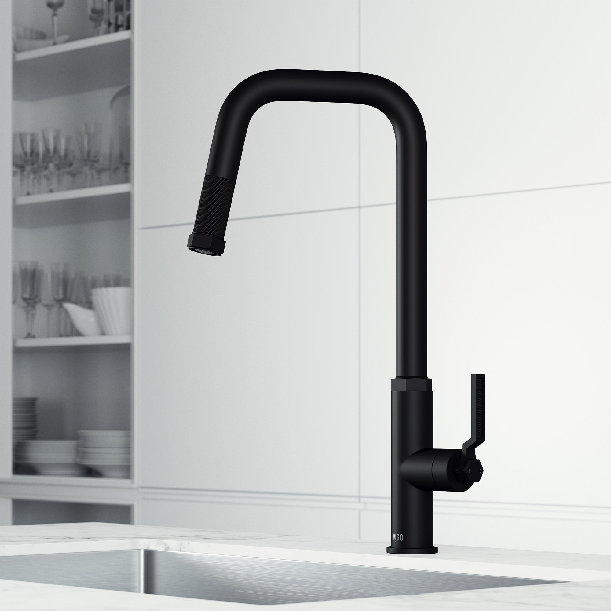 VIGO Hart Angular Single Handle Kitchen Faucet