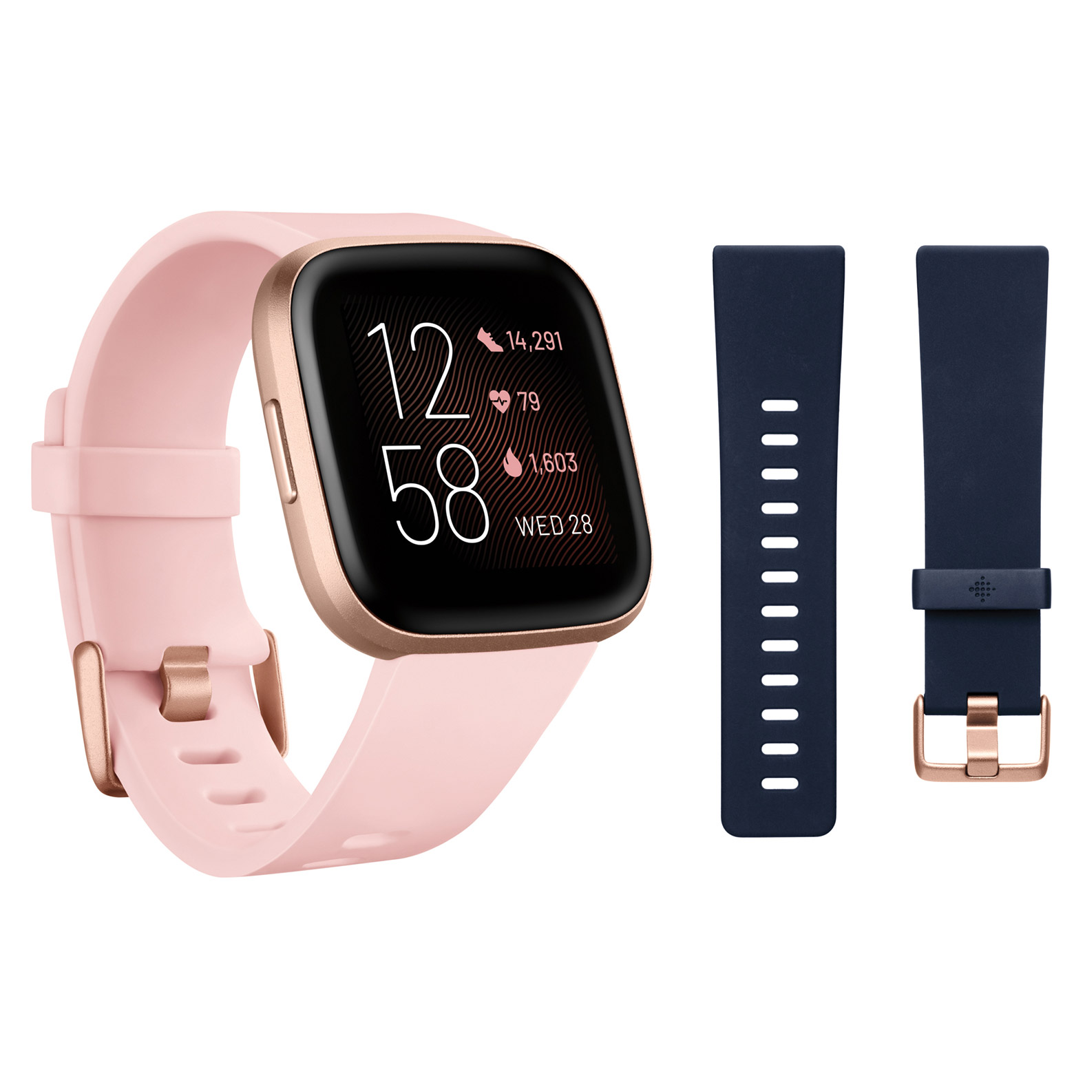 Fitbit Versa 2 Smartwatch, Petal - Additional Band Included